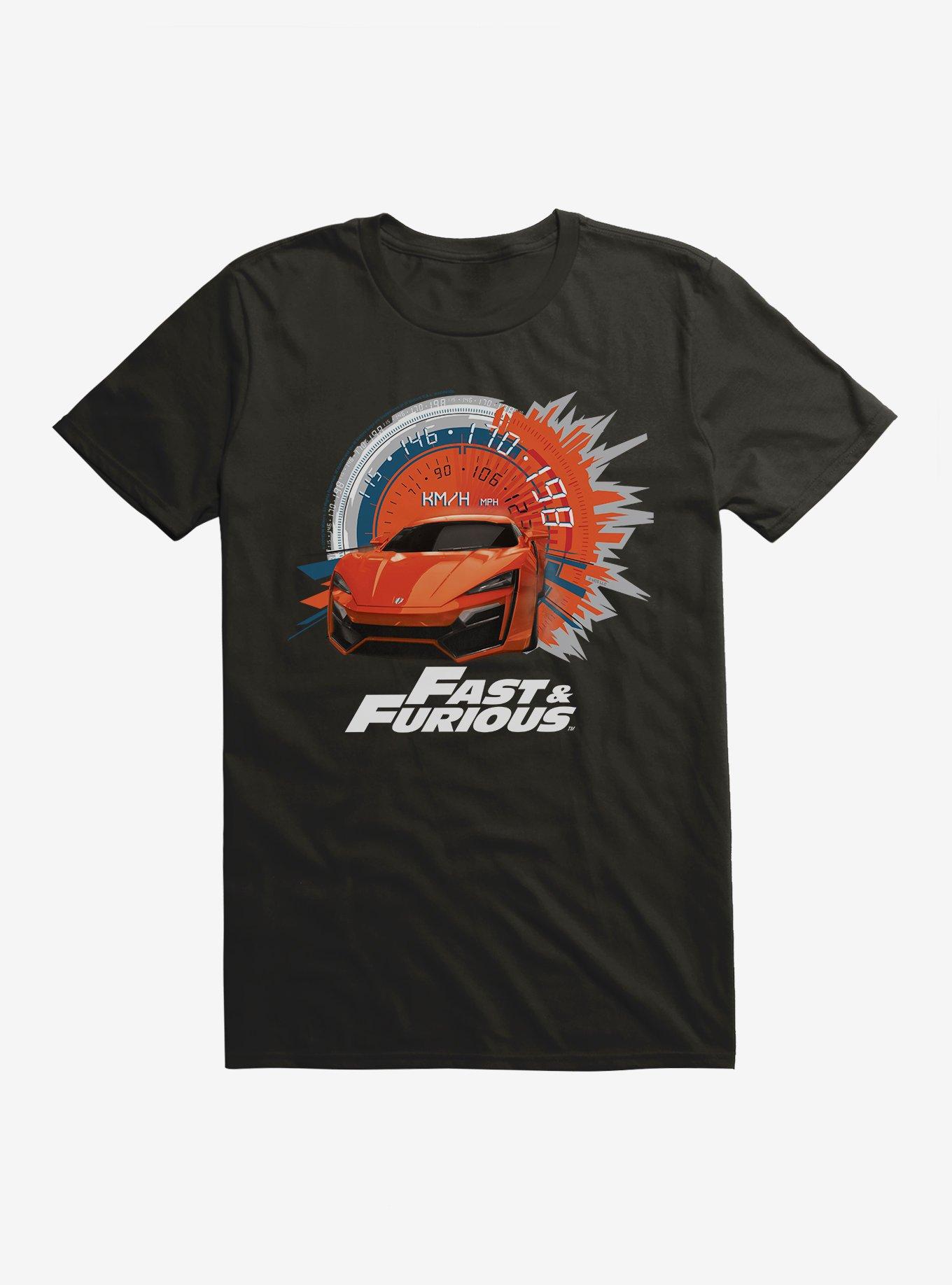 Fast & Furious Orange Car Gauge T-Shirt, BLACK, hi-res