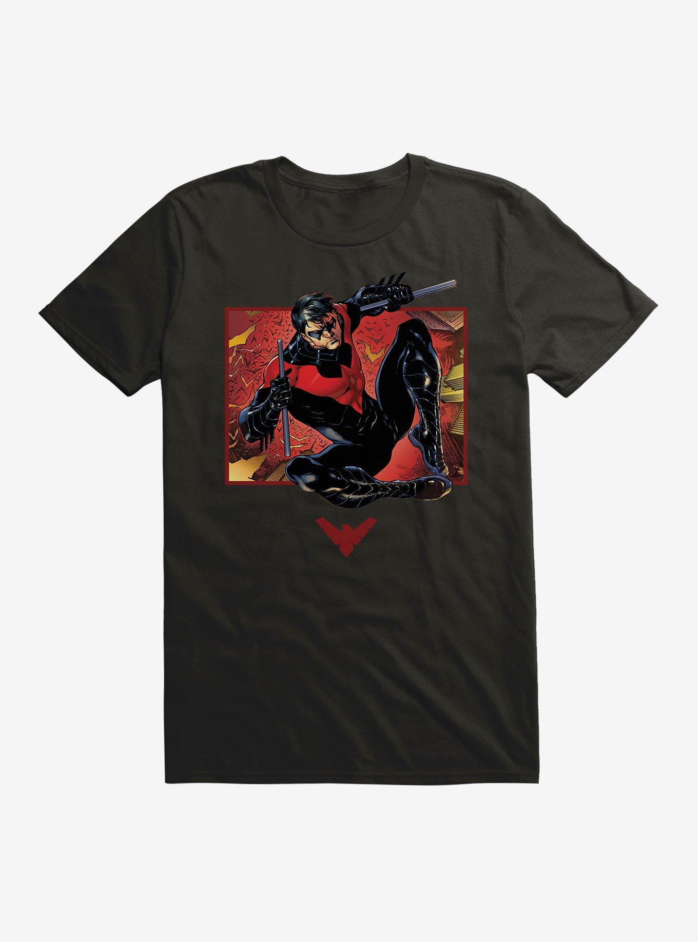 Batman Nightwing Red Suit Fight T-Shirt, BLACK, hi-res