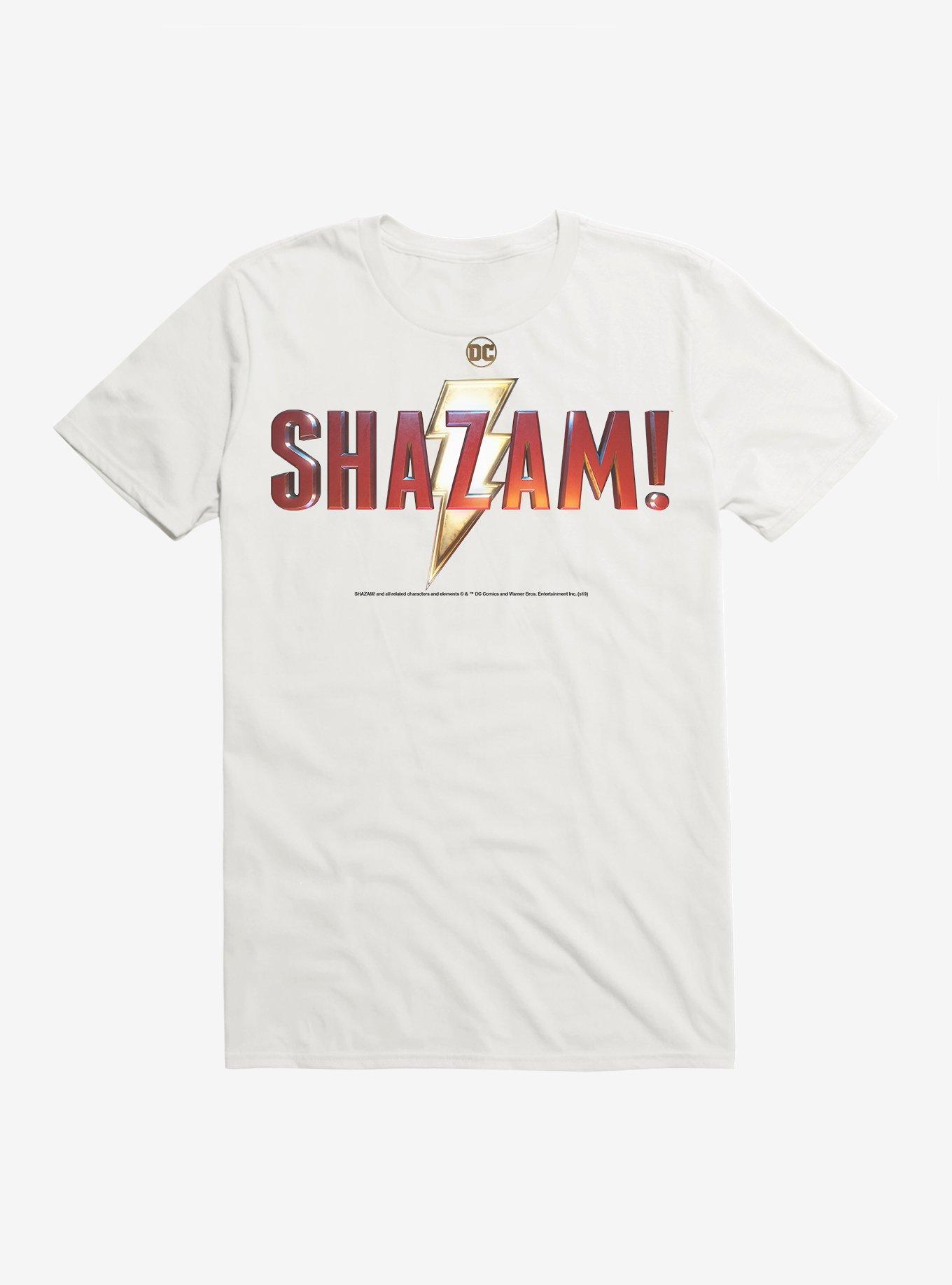 DC Comics Shazam! Name Logo T-Shirt, WHITE, hi-res