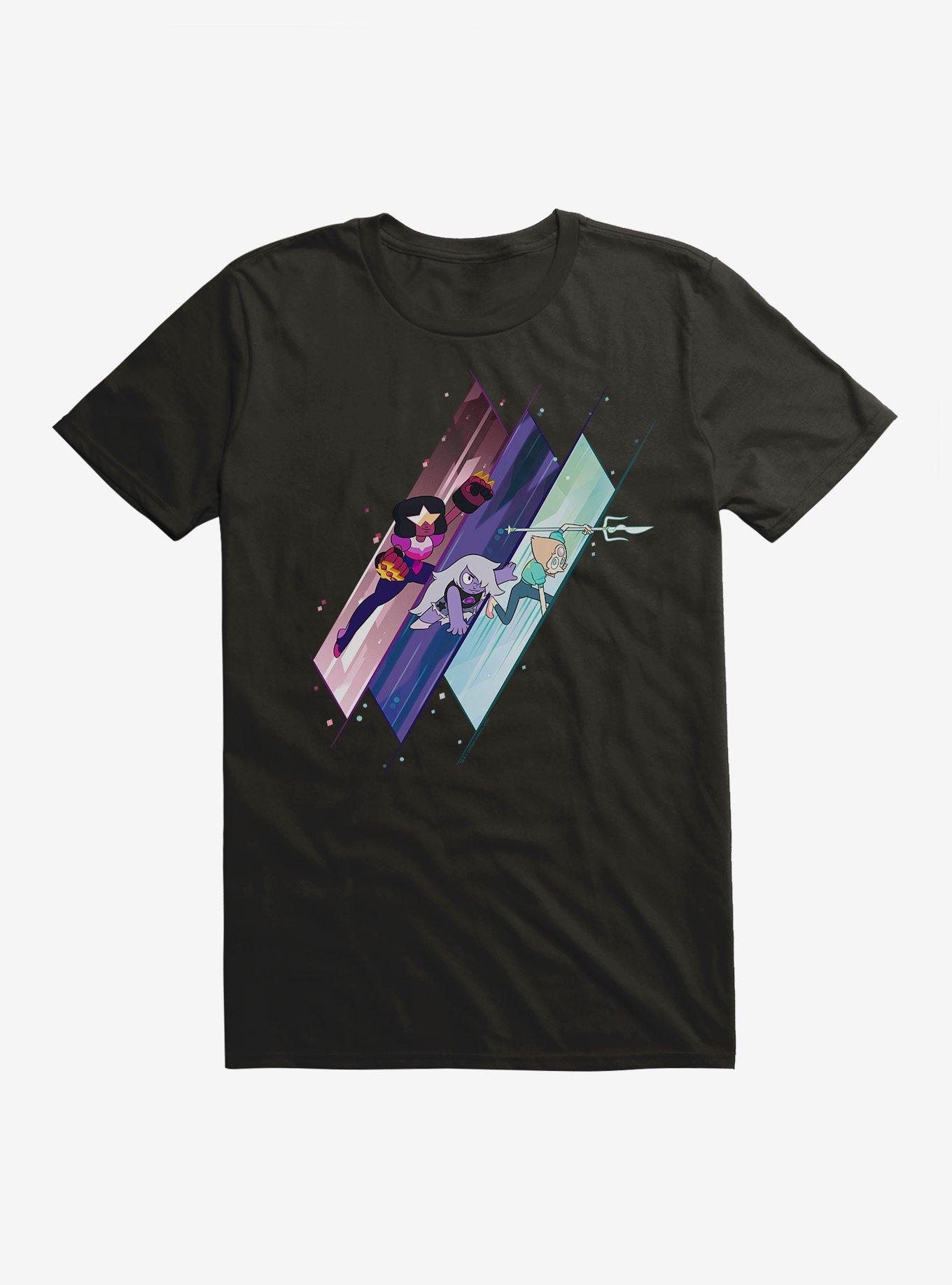 Steven Universe Crystal Gems Action Pose T-Shirt, BLACK, hi-res view 1
