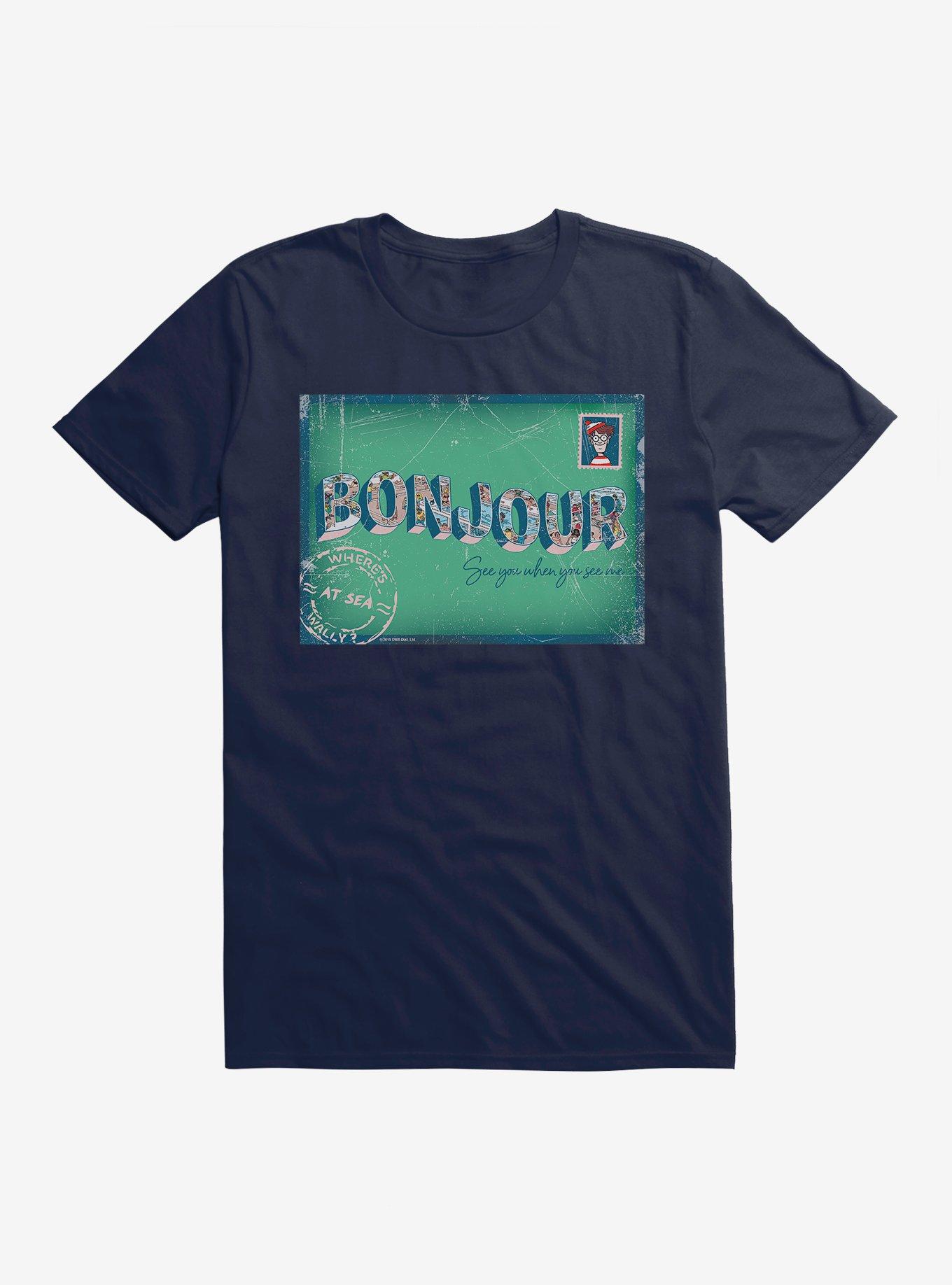 Where's Waldo Bonjour Postcard T-Shirt, , hi-res