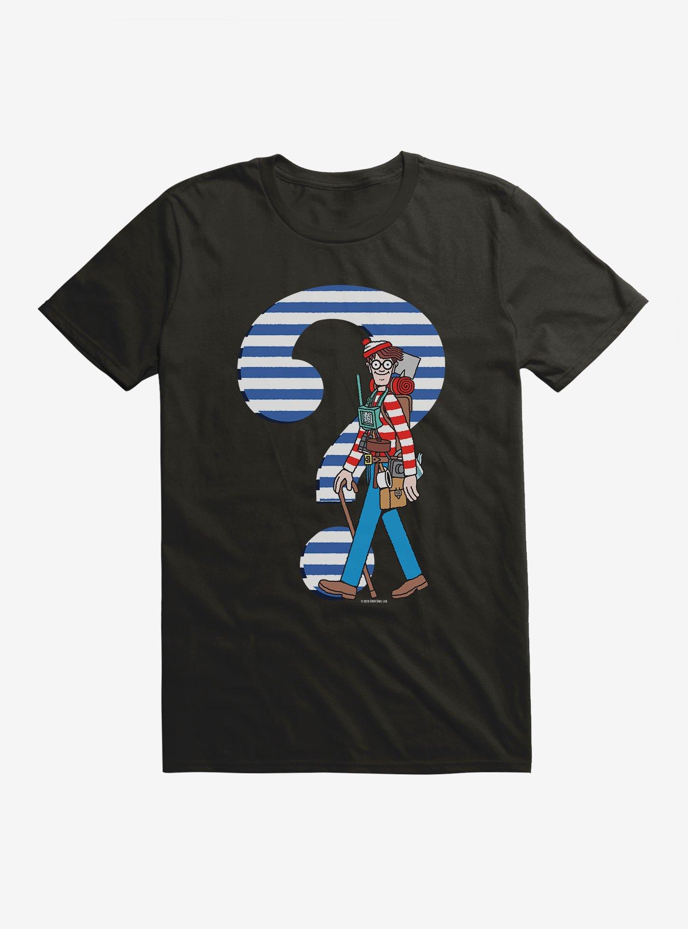 Where's Waldo? Striped Question Mark T-Shirt, BLACK, hi-res