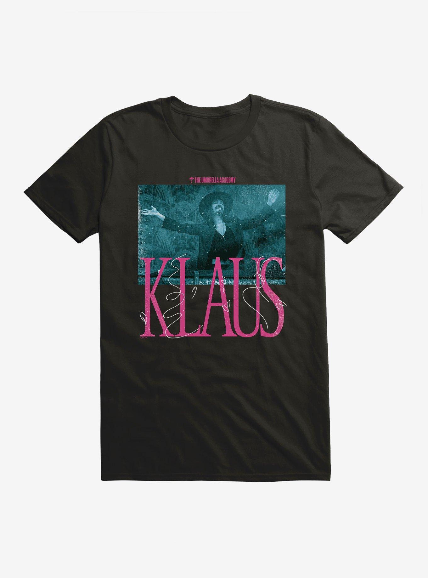 Umbrella Academy Klaus Pink Font T-Shirt, , hi-res