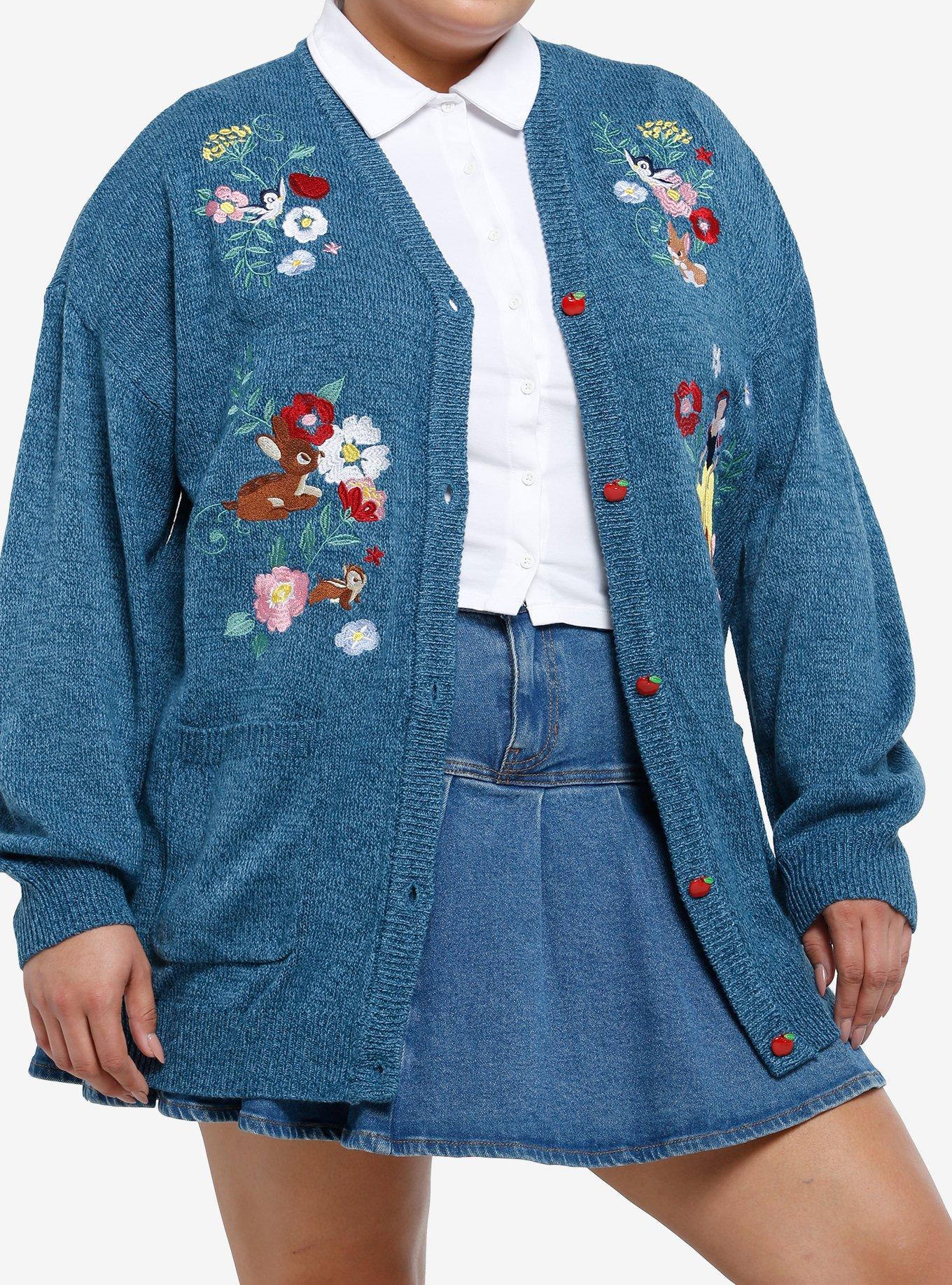 Disney Snow White And The Seven Dwarfs Flowers & Animals Cardigan Plus Size, , hi-res