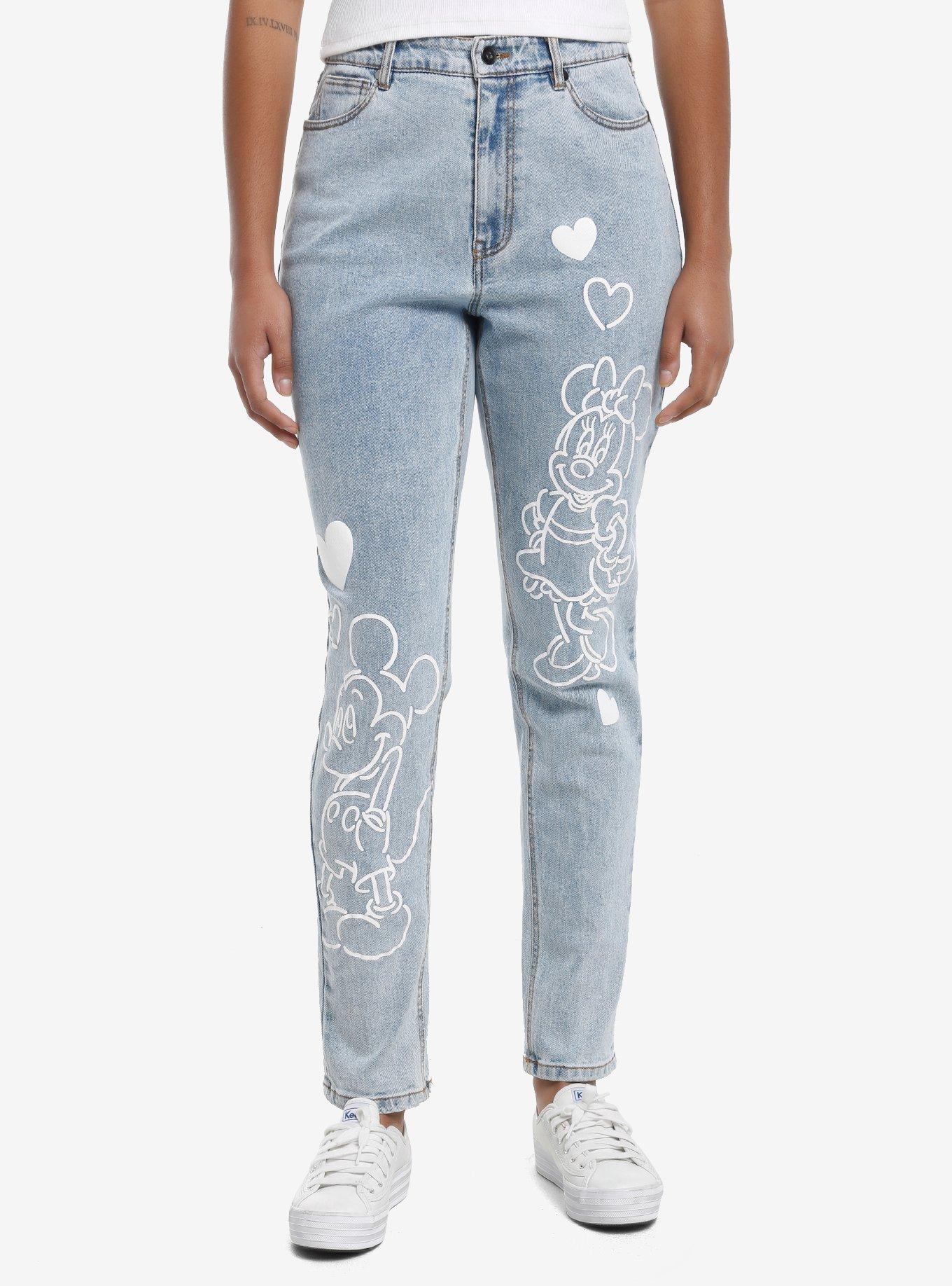 Her Universe Disney Mickey Mouse & Minnie Mouse Heart Outline Mom Jeans, , hi-res