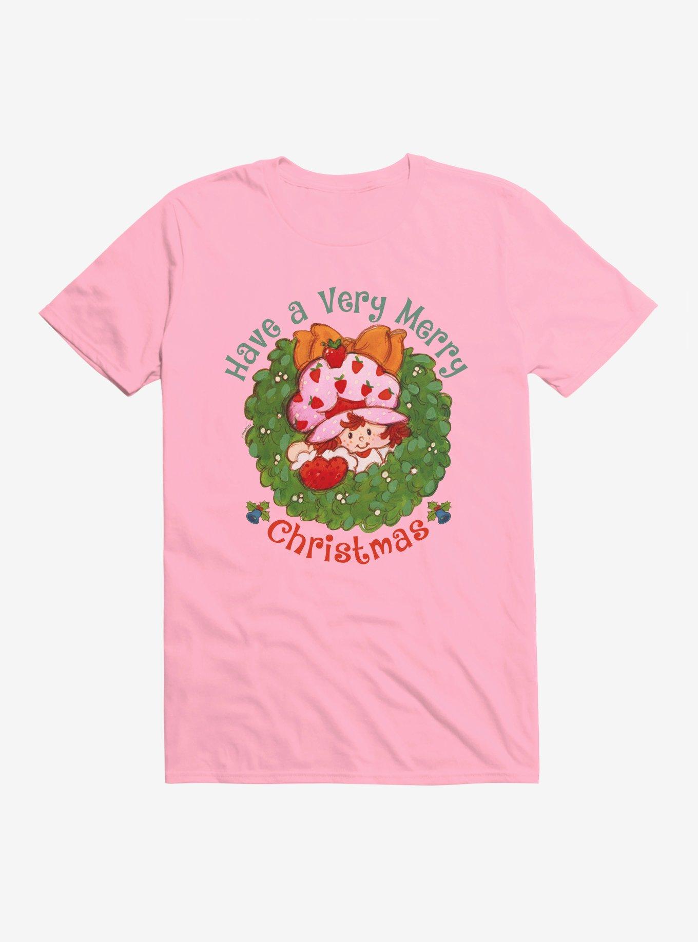 Strawberry Shortcake Merry Christmas Wreath T-Shirt, CHARITY PINK, hi-res