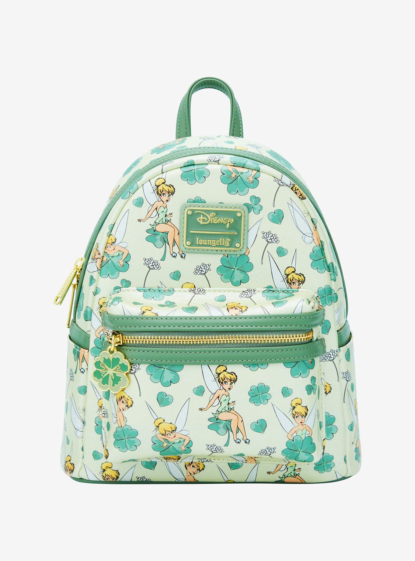 Loungefly Disney Peter Pan Tinker Bell Clover Allover Print Mini Backpack, , hi-res
