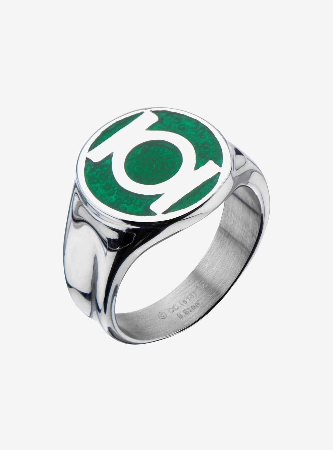 DC Comics Green Lantern Classic Green Enamel Inlay Ring, MULTI, hi-res