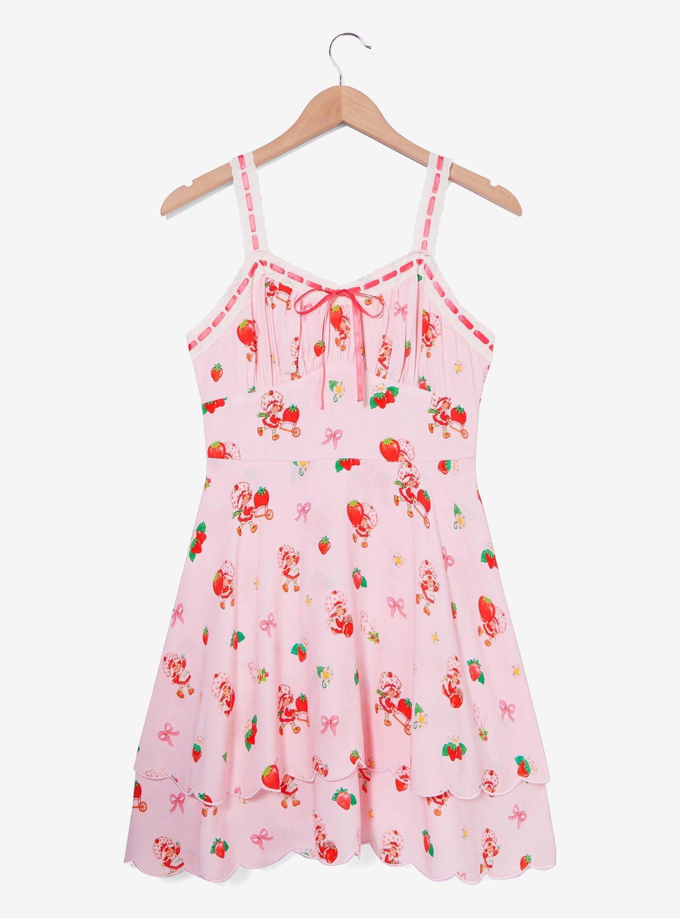 Strawberry Shortcake Coquette Allover Print Dress &mdash; BoxLunch Exclusive, LIGHT PINK, hi-res