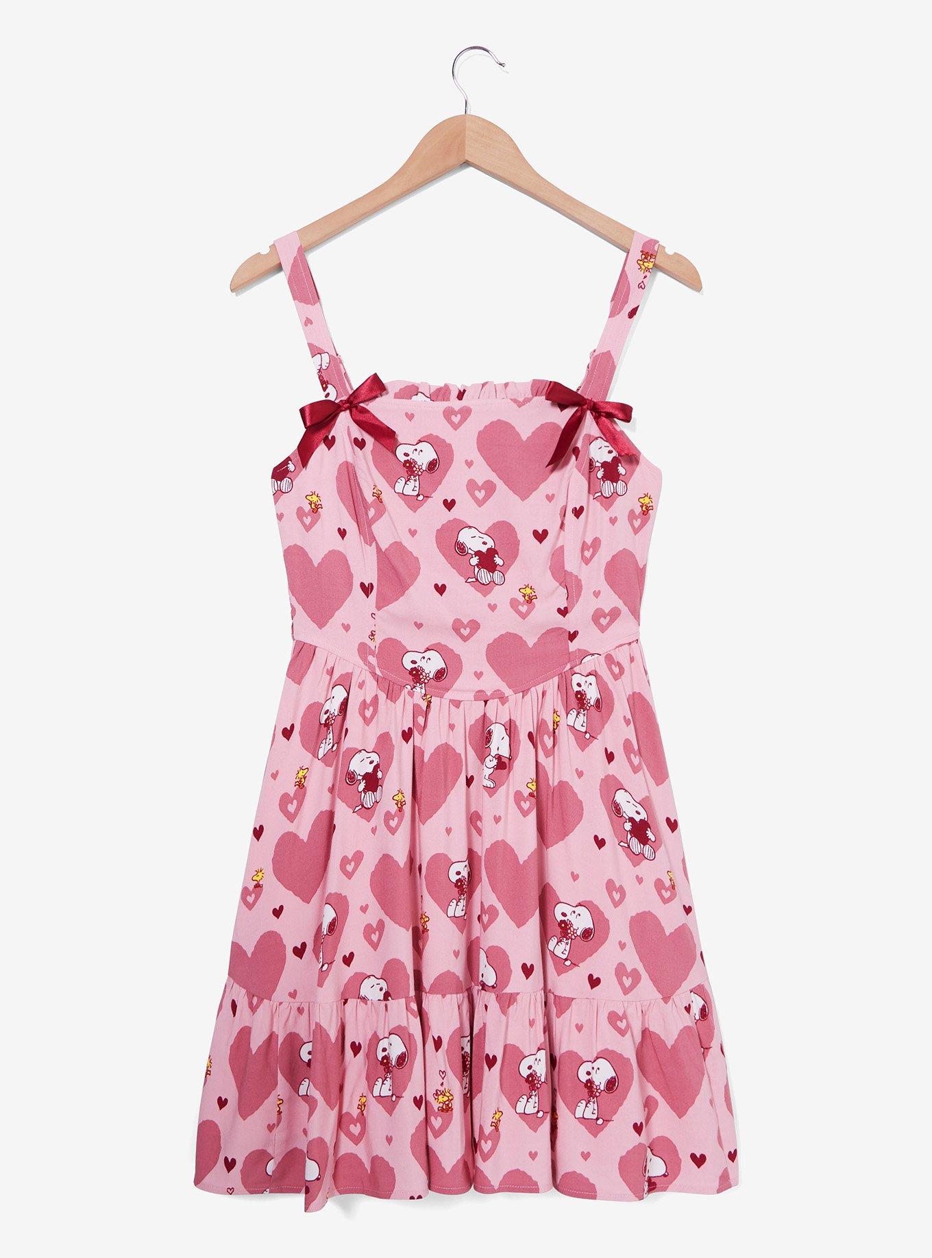 Peanuts Snoopy & Woodstock Hearts Pink Tank Dress — BoxLunch Exclusive, , hi-res