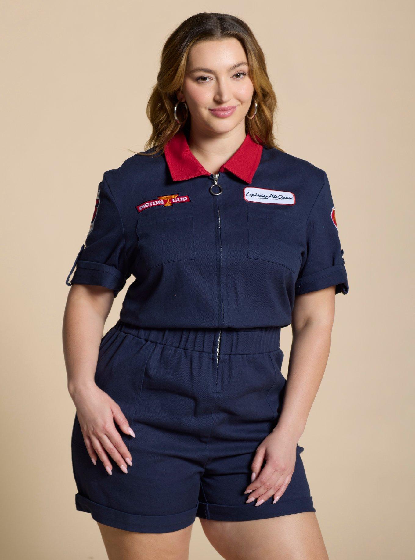 Disney Pixar Cars Lightning McQueen Mechanic Women's Plus Size Jumpsuit - BoxLunch Exclusive, , hi-res