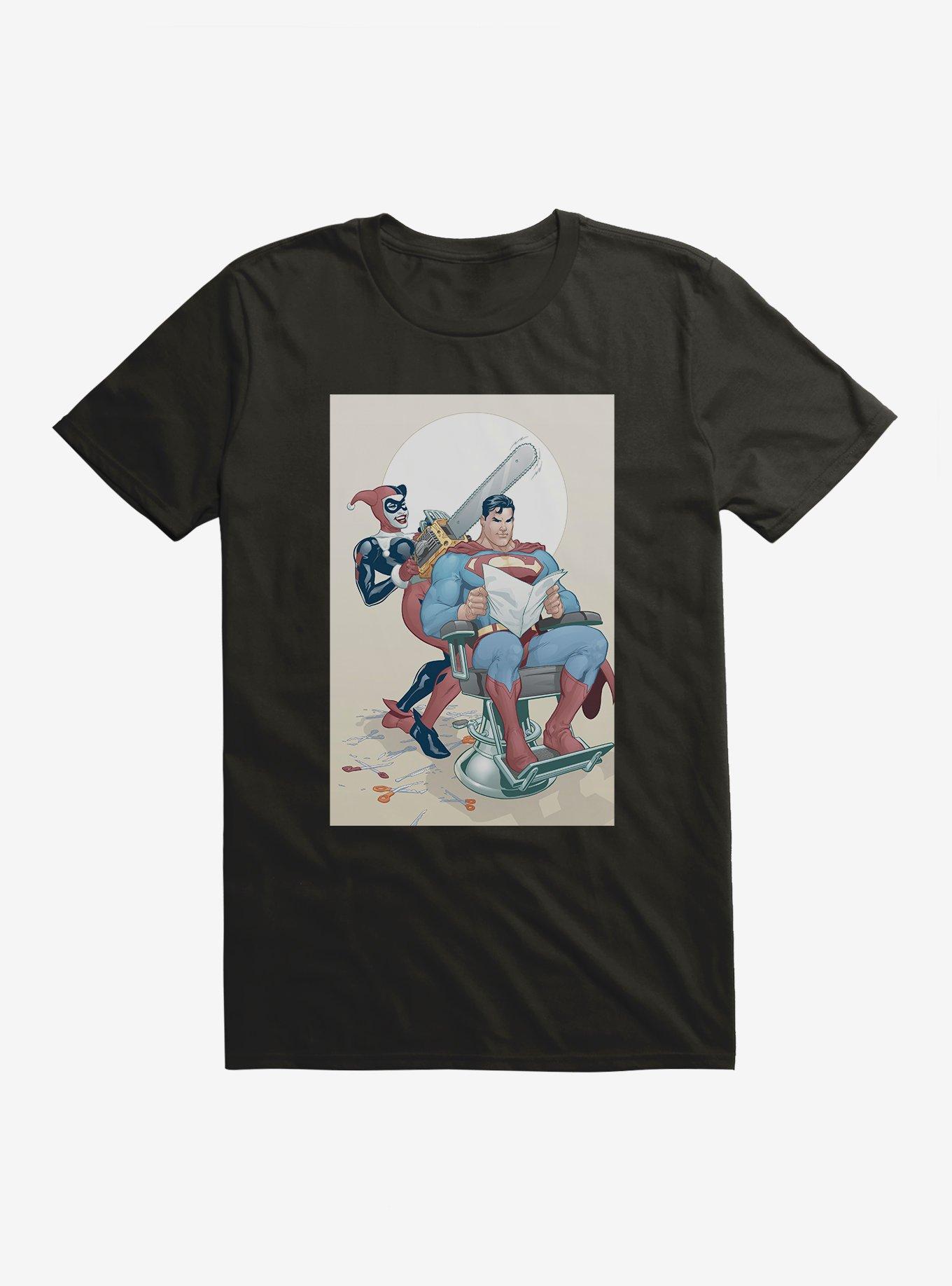 Batman Harley Quinn Gives Superman A Haircut T-Shirt, , hi-res