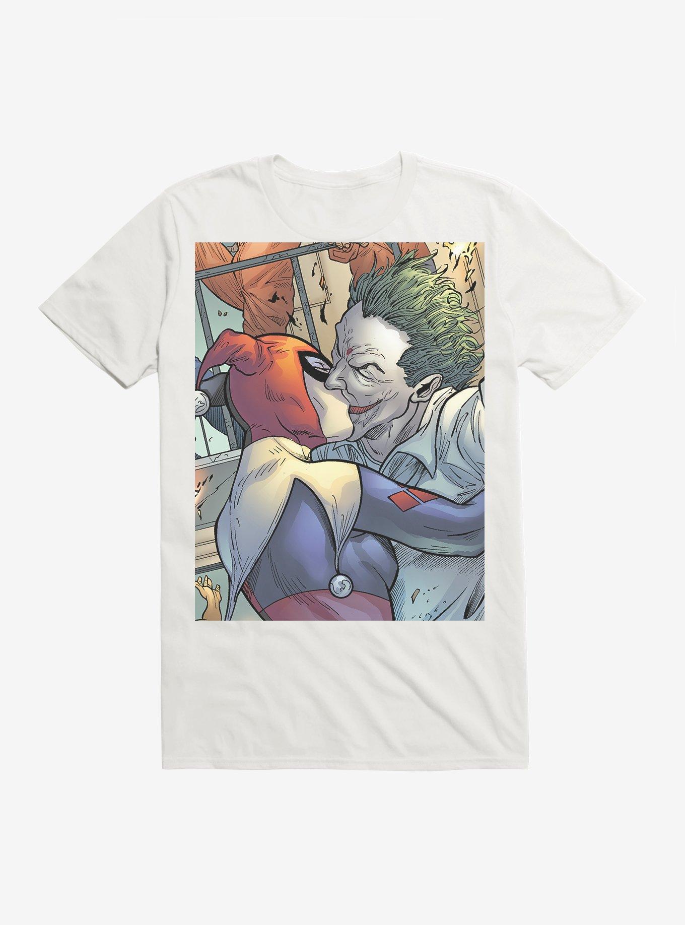 Batman Harley Quinn The Joker Kiss T-Shirt, WHITE, hi-res