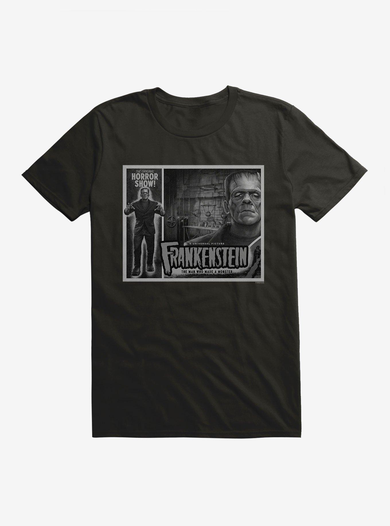 Universal Monsters Frankenstein Black & White The Man Who Made A Monster T-Shirt, , hi-res