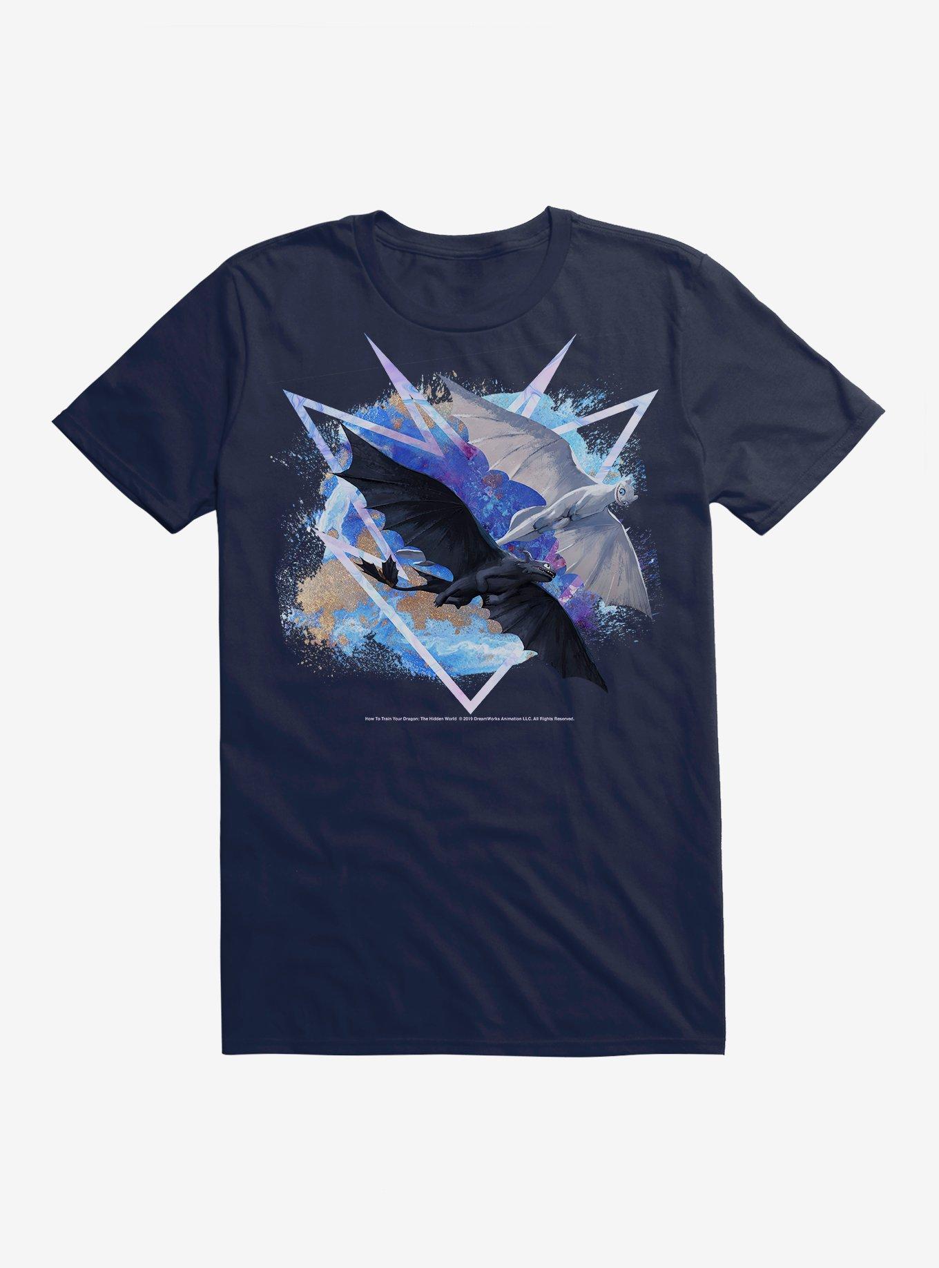 How To Train Your Dragon Night & Light Flying Dragons T-Shirt, MIDNIGHT NAVY, hi-res