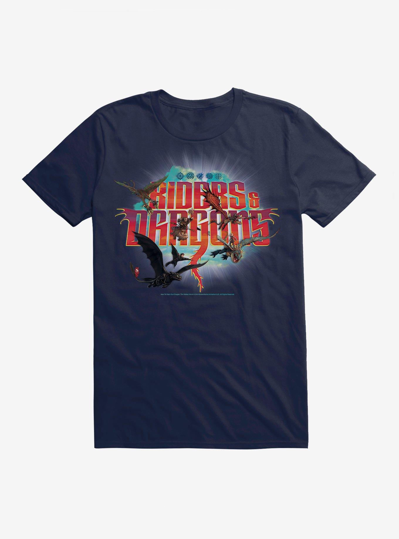 How To Train Your Dragon Riders & Dragons T-Shirt, MIDNIGHT NAVY, hi-res