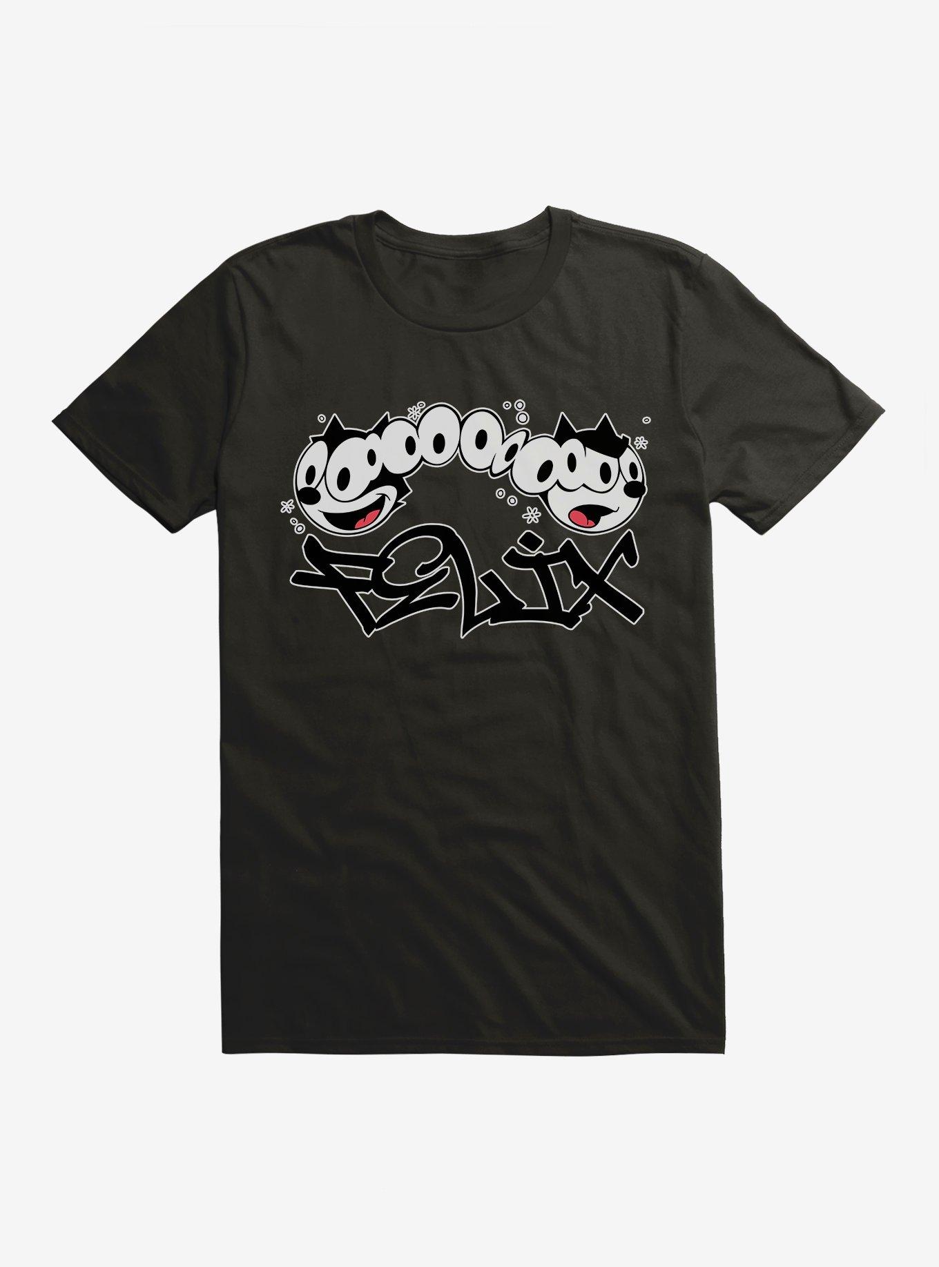 Felix The Cat Split Personality Graffiti Art T-Shirt, BLACK, hi-res