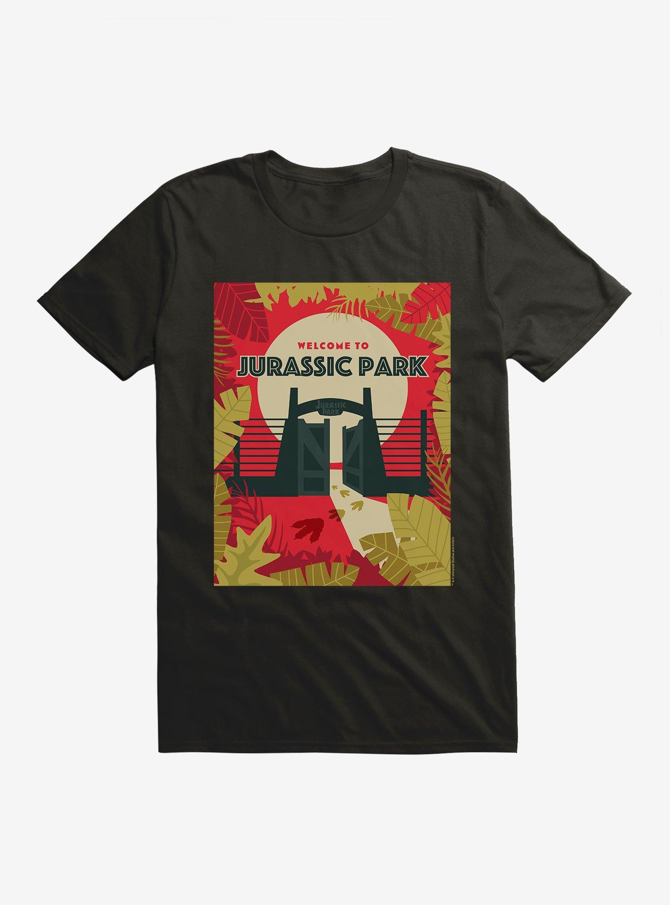 Jurassic Park Welcome Gates Fall Leaves T-Shirt, , hi-res