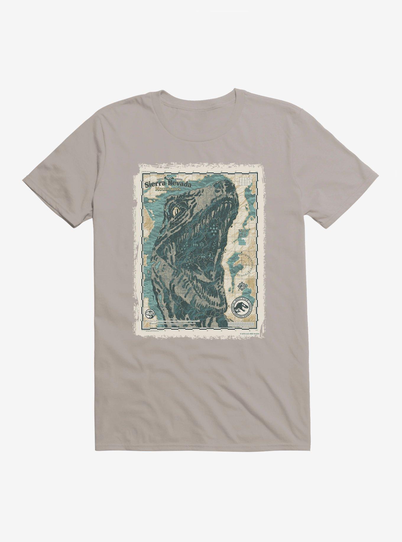 Jurassic World Dominion Sierra Nevada Mountains Map T-Shirt, LIGHT GREY, hi-res