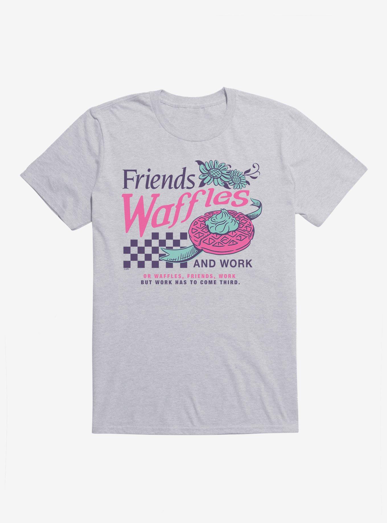 Parks And Recreation Friends Waffles Work T-Shirt, HEATHER GREY, hi-res