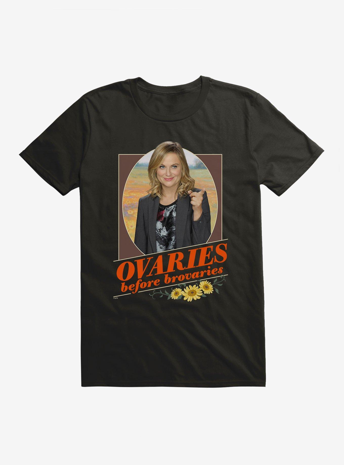 Parks And Recreation Ovaries Before Brovaries T-Shirt, BLACK, hi-res