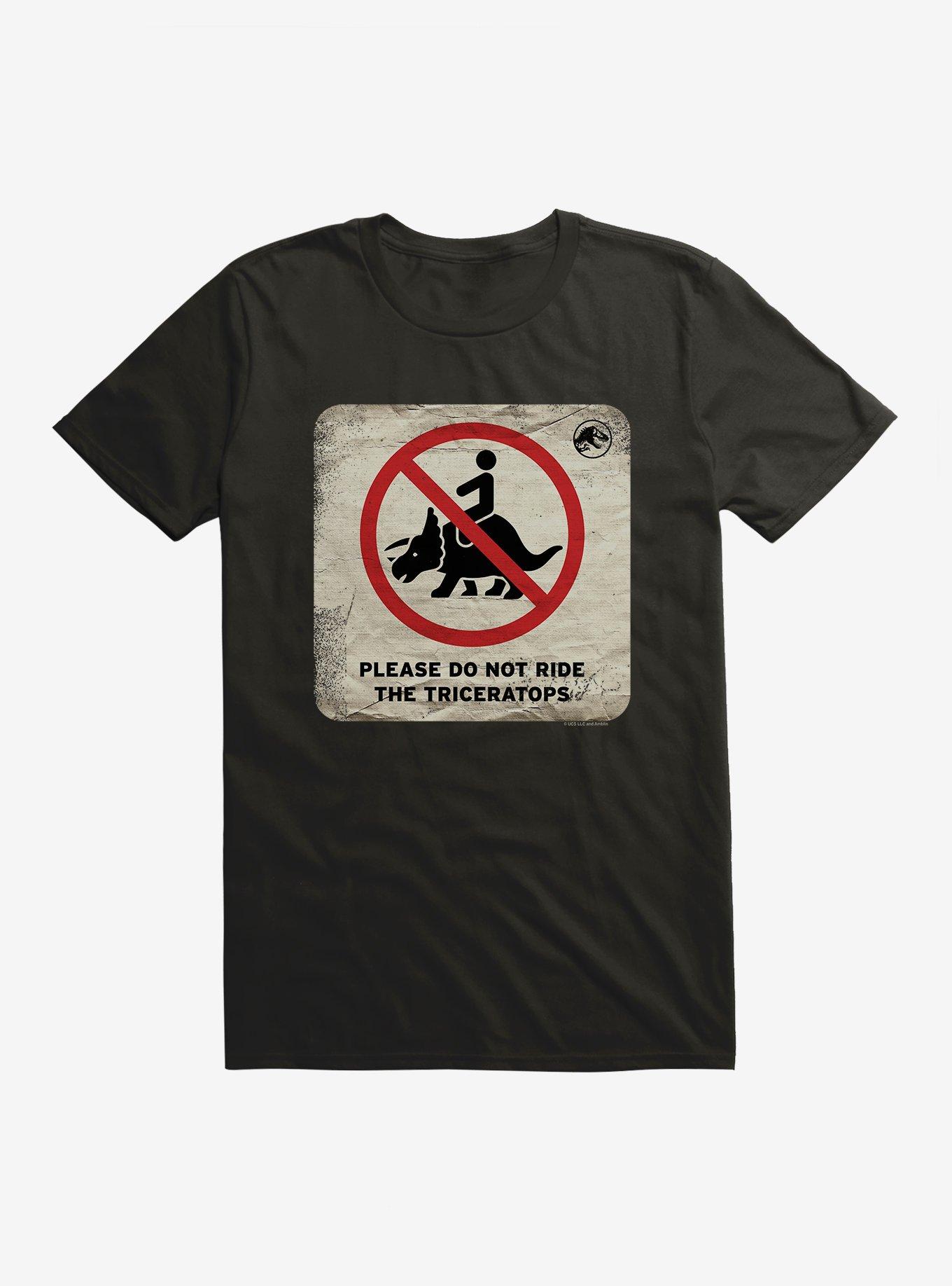 Jurassic World Dominion Do Not Ride Triceratops T-Shirt, BLACK, hi-res