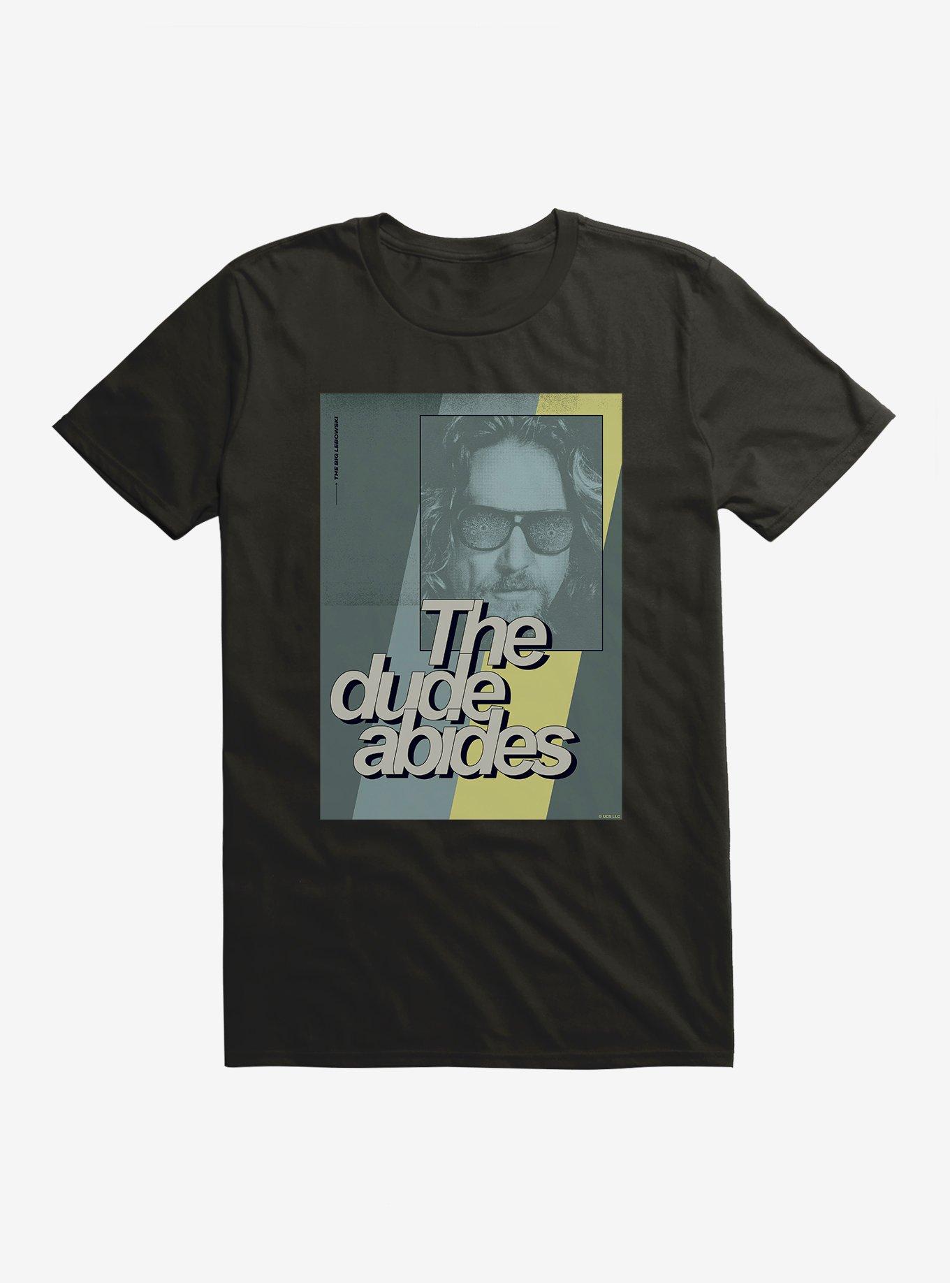 Big Lebowski Dude Abides Stripes T-Shirt, BLACK, hi-res