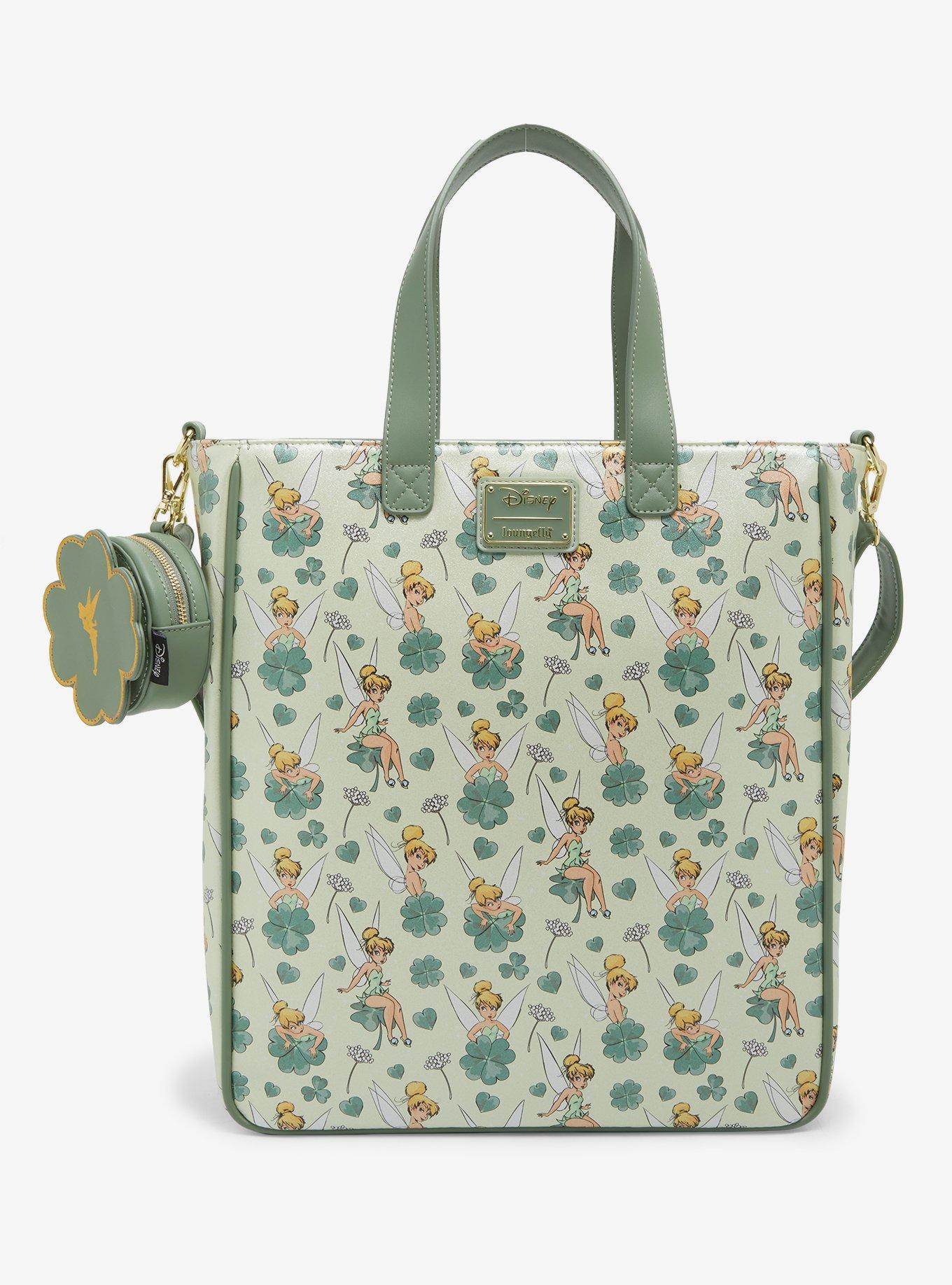 Loungefly Disney Peter Pan Tinker Bell Clover Tote Bag With Coin Purse, , hi-res