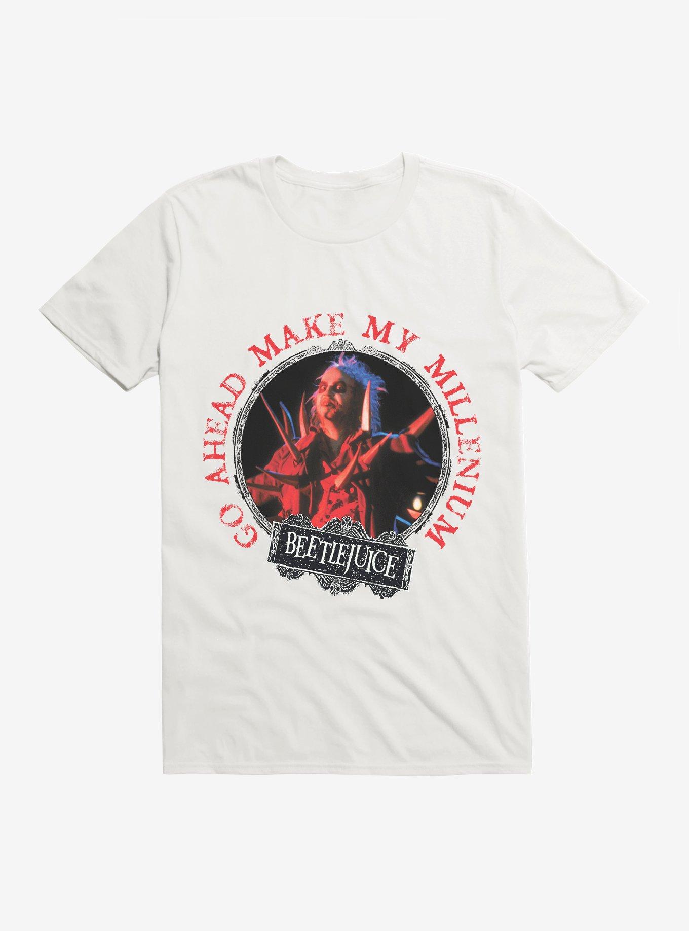 Beetlejuice Go Ahead Make My Millenium T-Shirt, WHITE, hi-res