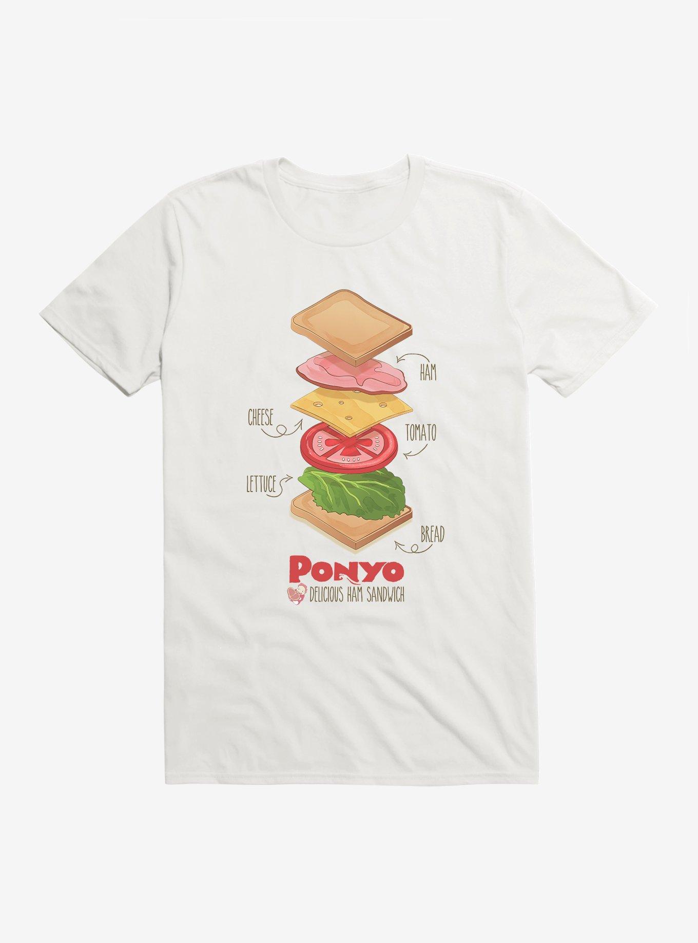 Studio Ghibli Ponyo Deconstructed Ham Sandwich T-Shirt, WHITE, hi-res