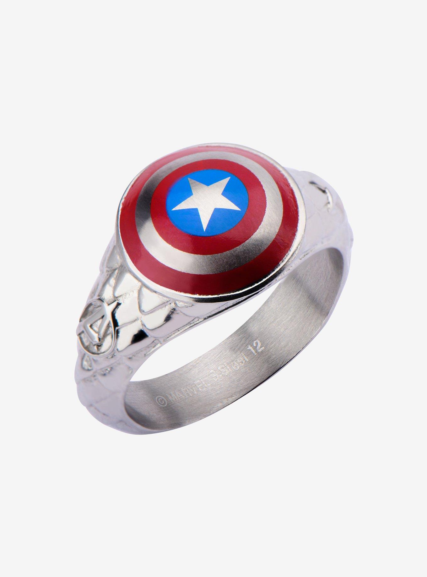 Marvel Captain America 3D Shield Steel Ring, MULTI, hi-res