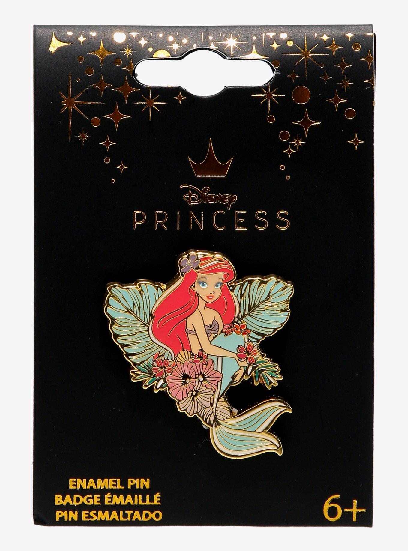 Loungefly Disney The Little Mermaid Ariel Floral Portrait Enamel Pin - BoxLunch Exclusive, , hi-res