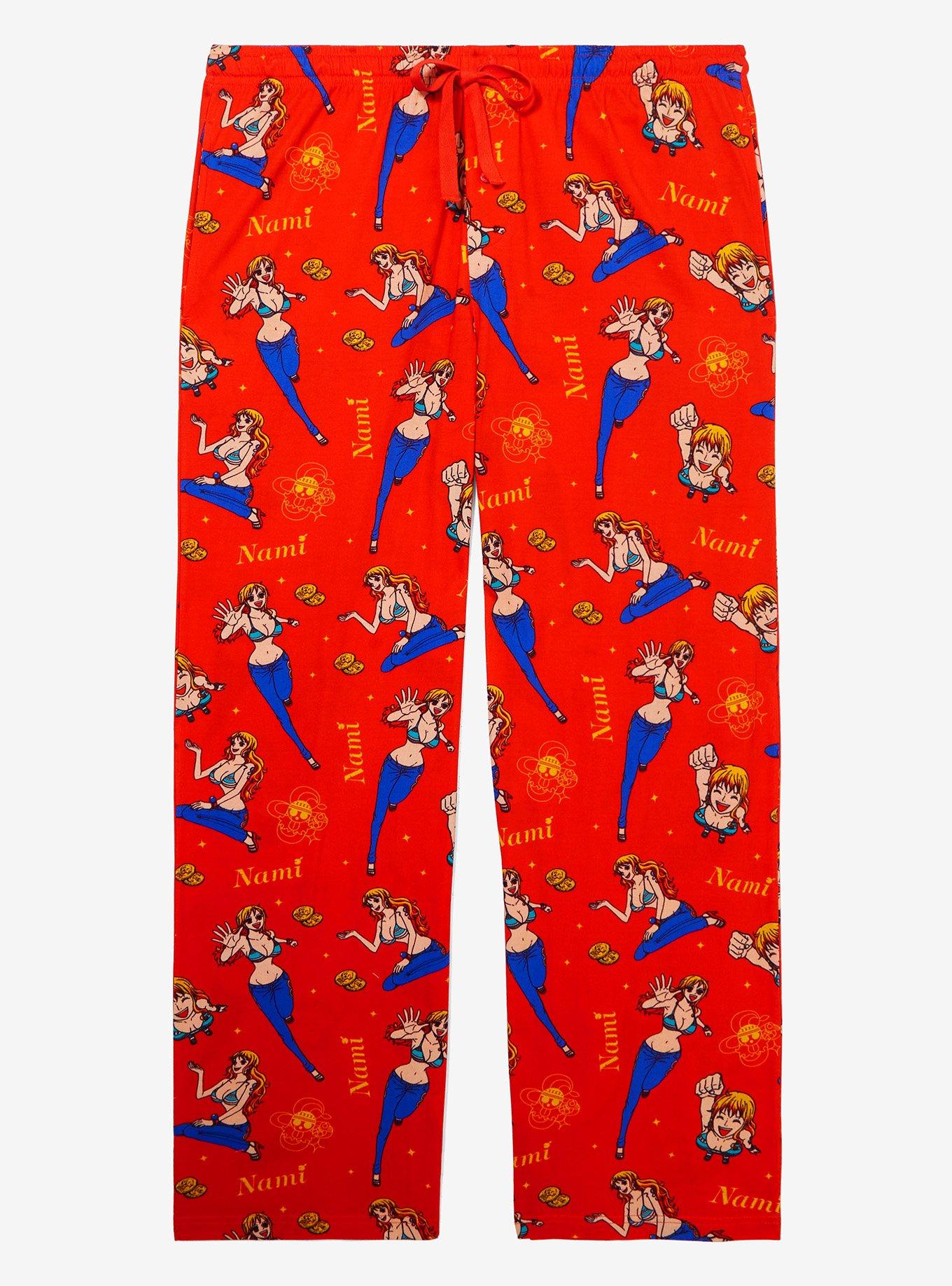 One Piece Nami Allover Print Women's Plus Size Sleep Pants