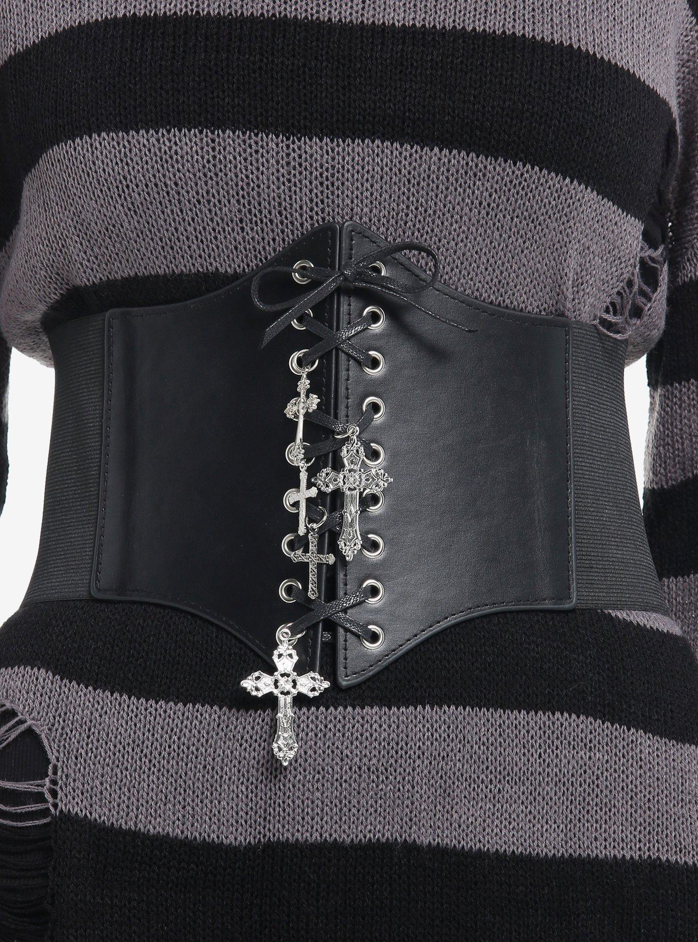 Black Cross Charm Corset Belt, MULTI, hi-res