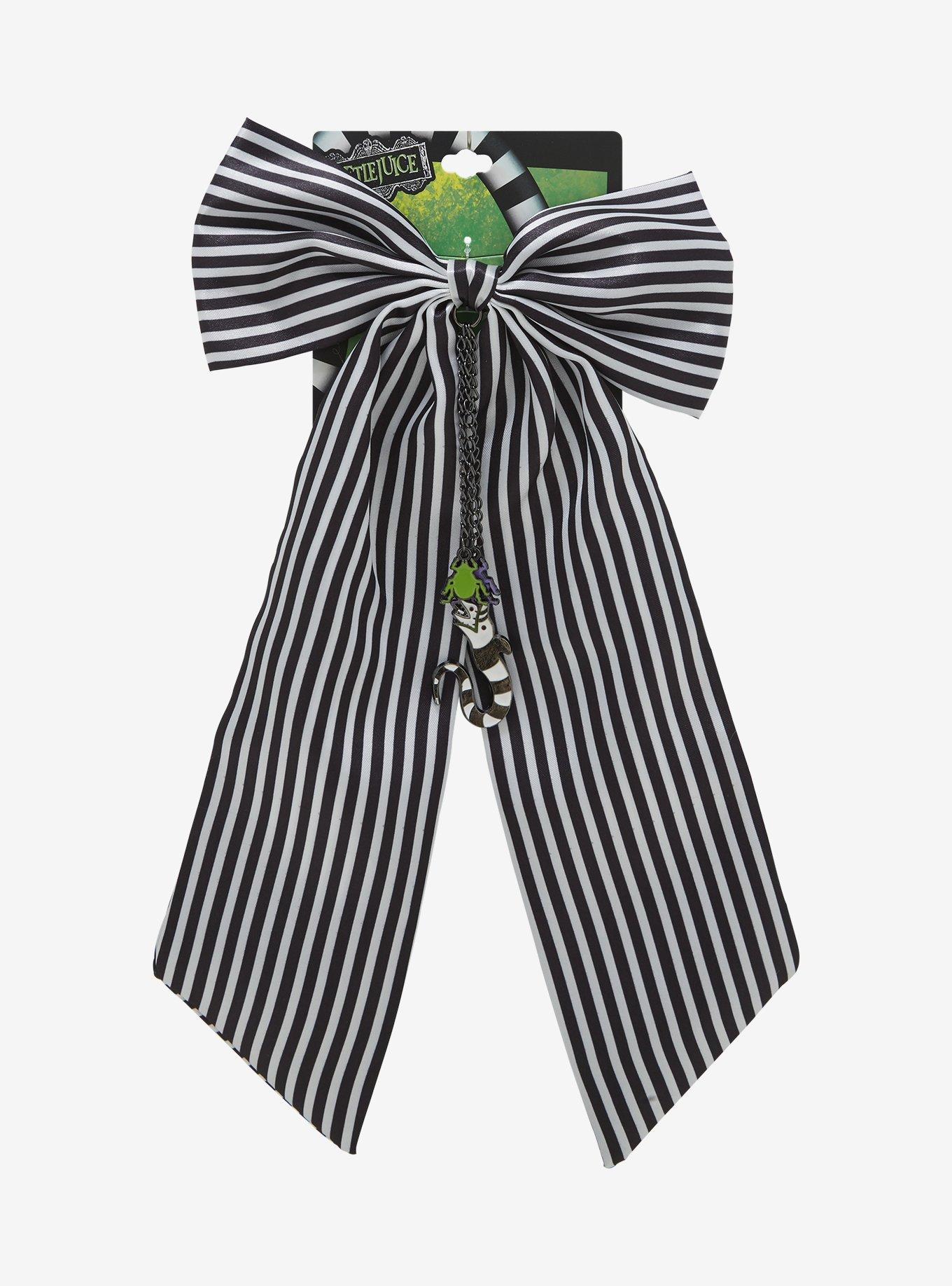 Beetlejuice Stripe Charm Hair Bow, , hi-res