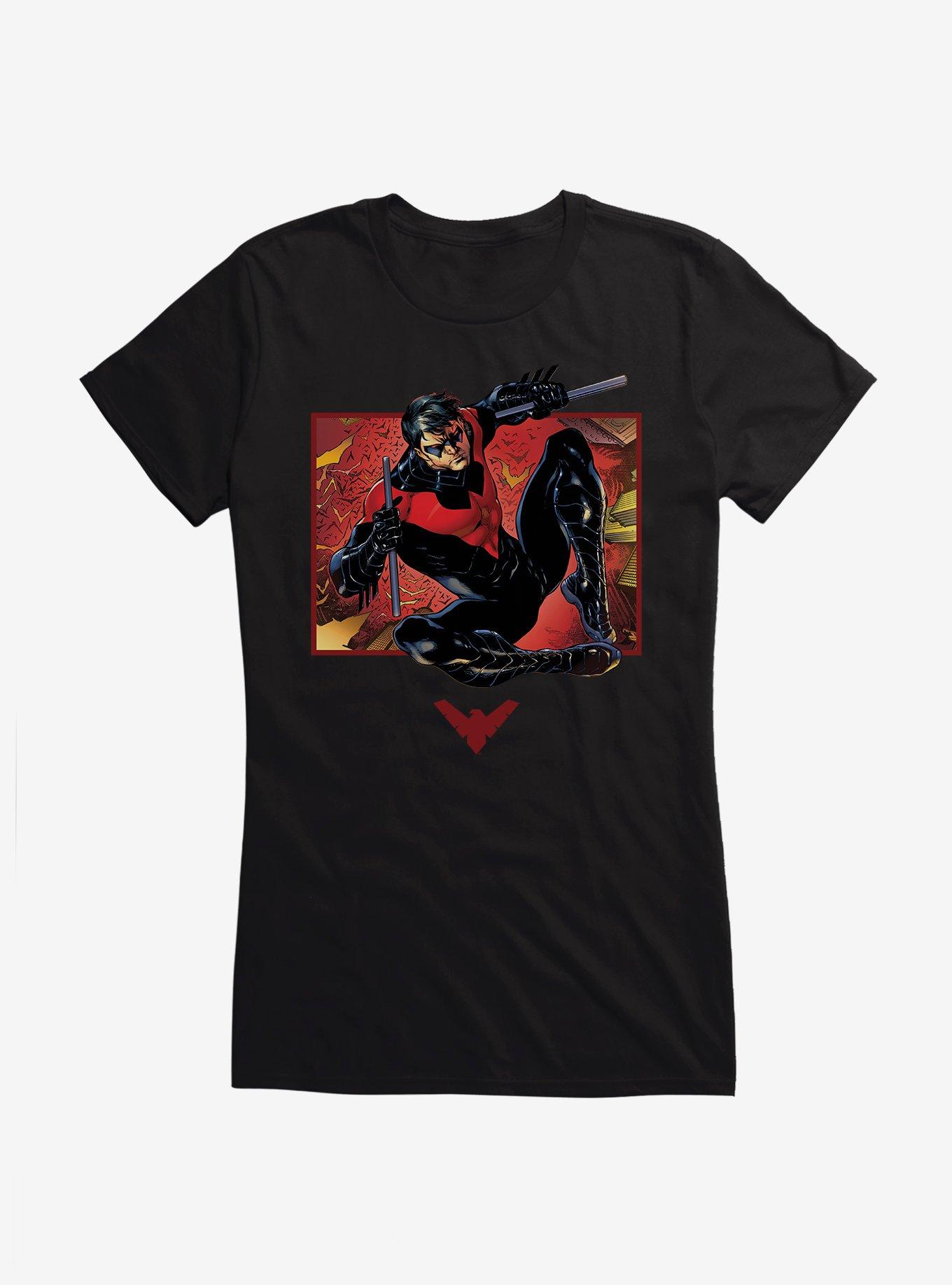 Batman Nightwing Red Suit Fight Girls T-Shirt, BLACK, hi-res