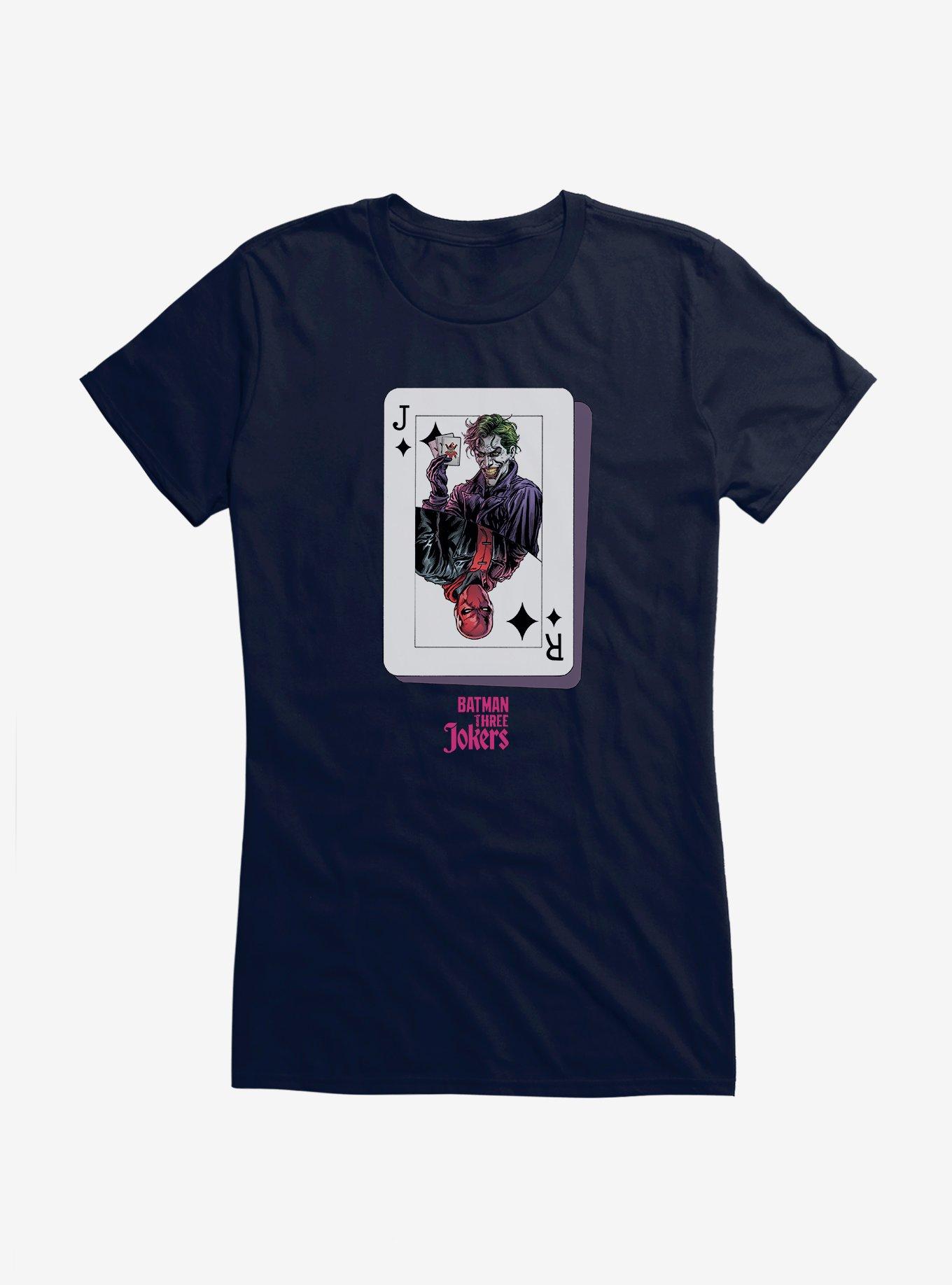 Batman: Three Jokers Red Hood Joker Card Girls T-Shirt, NAVY, hi-res