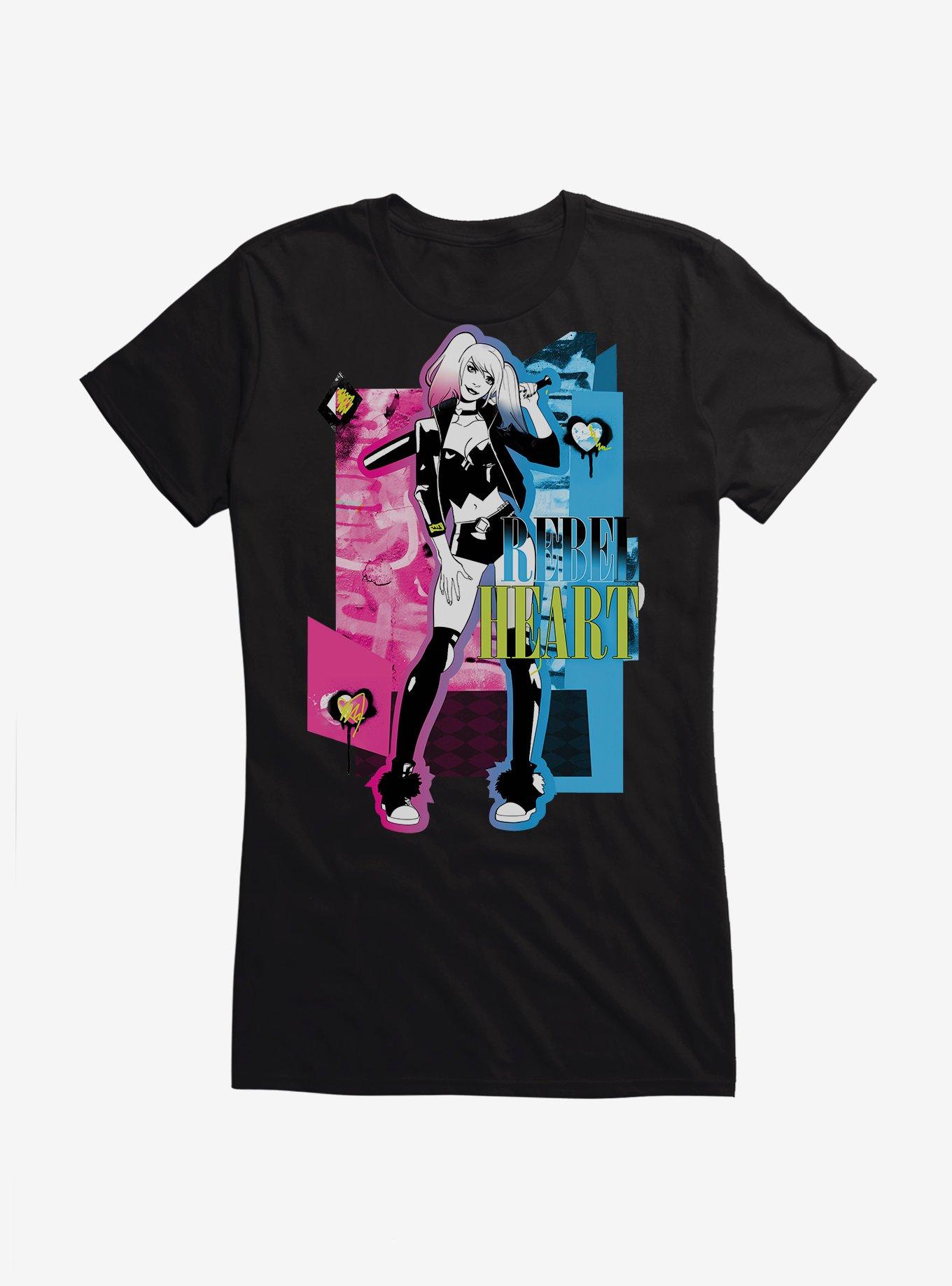 Harley Quinn Rebel Heart Girls T-Shirt, BLACK, hi-res