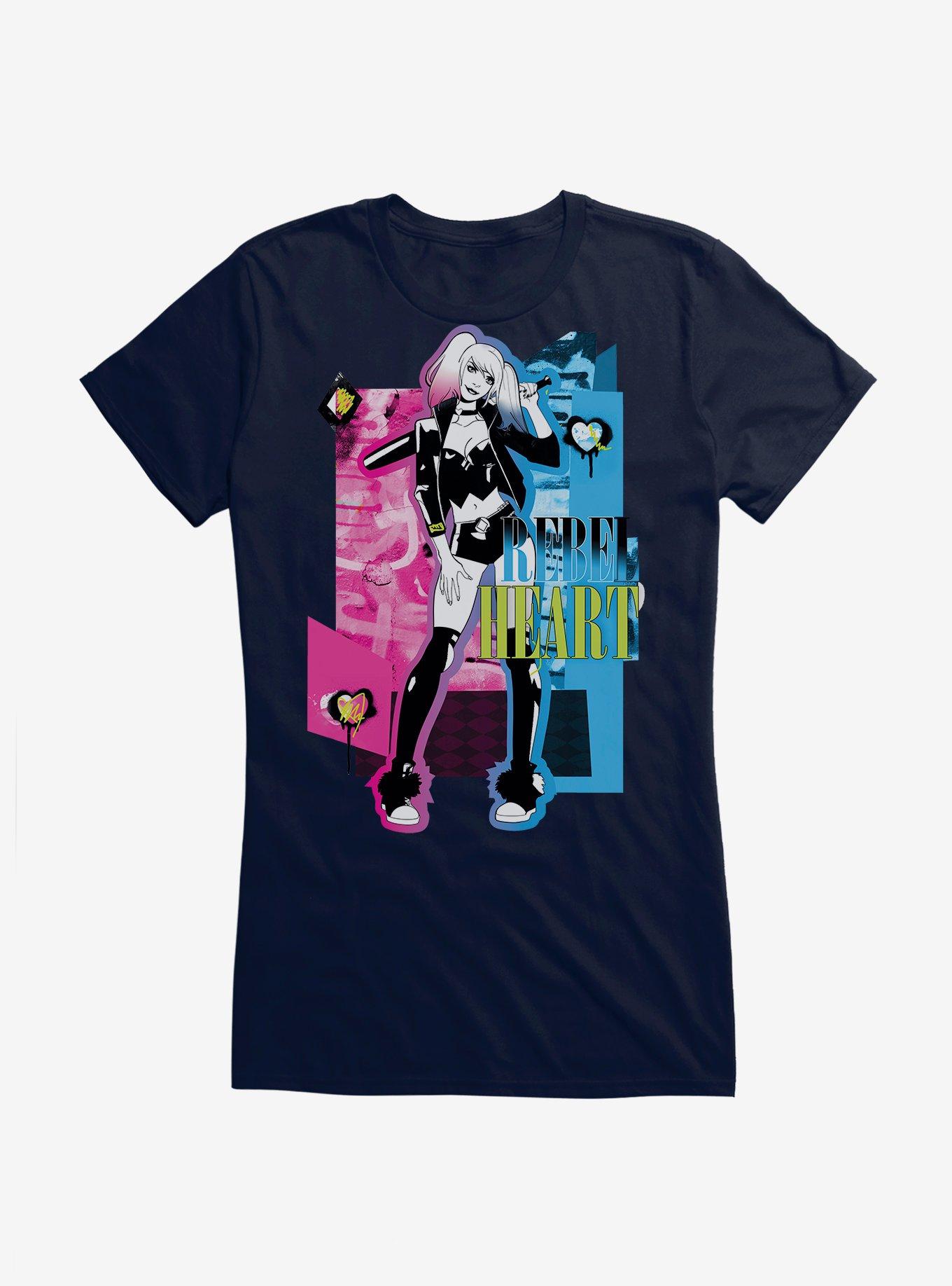 Harley Quinn Rebel Heart Girls T-Shirt