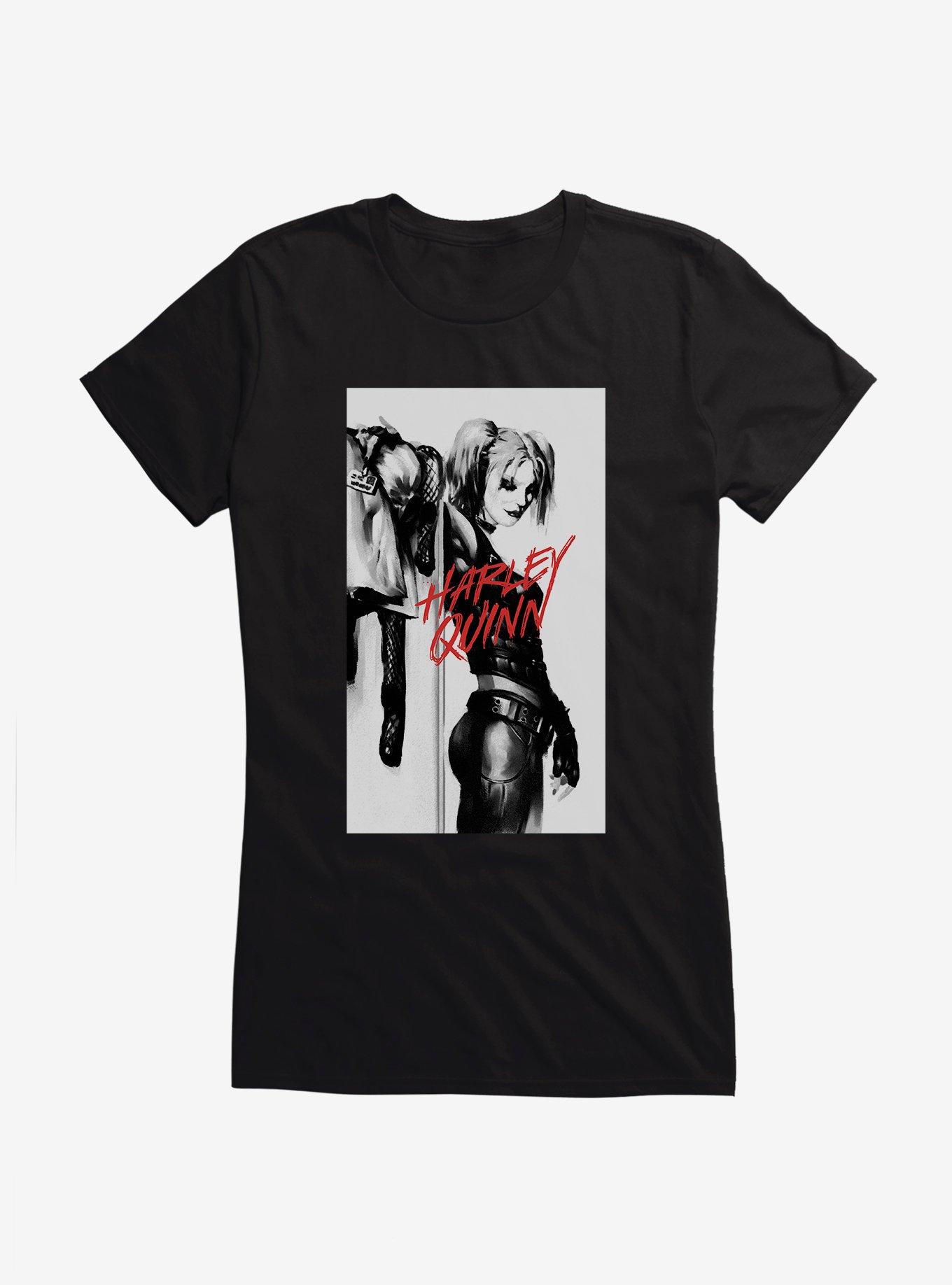 Batman Harley Quinn Black And White Portrait Girls T-Shirt, , hi-res