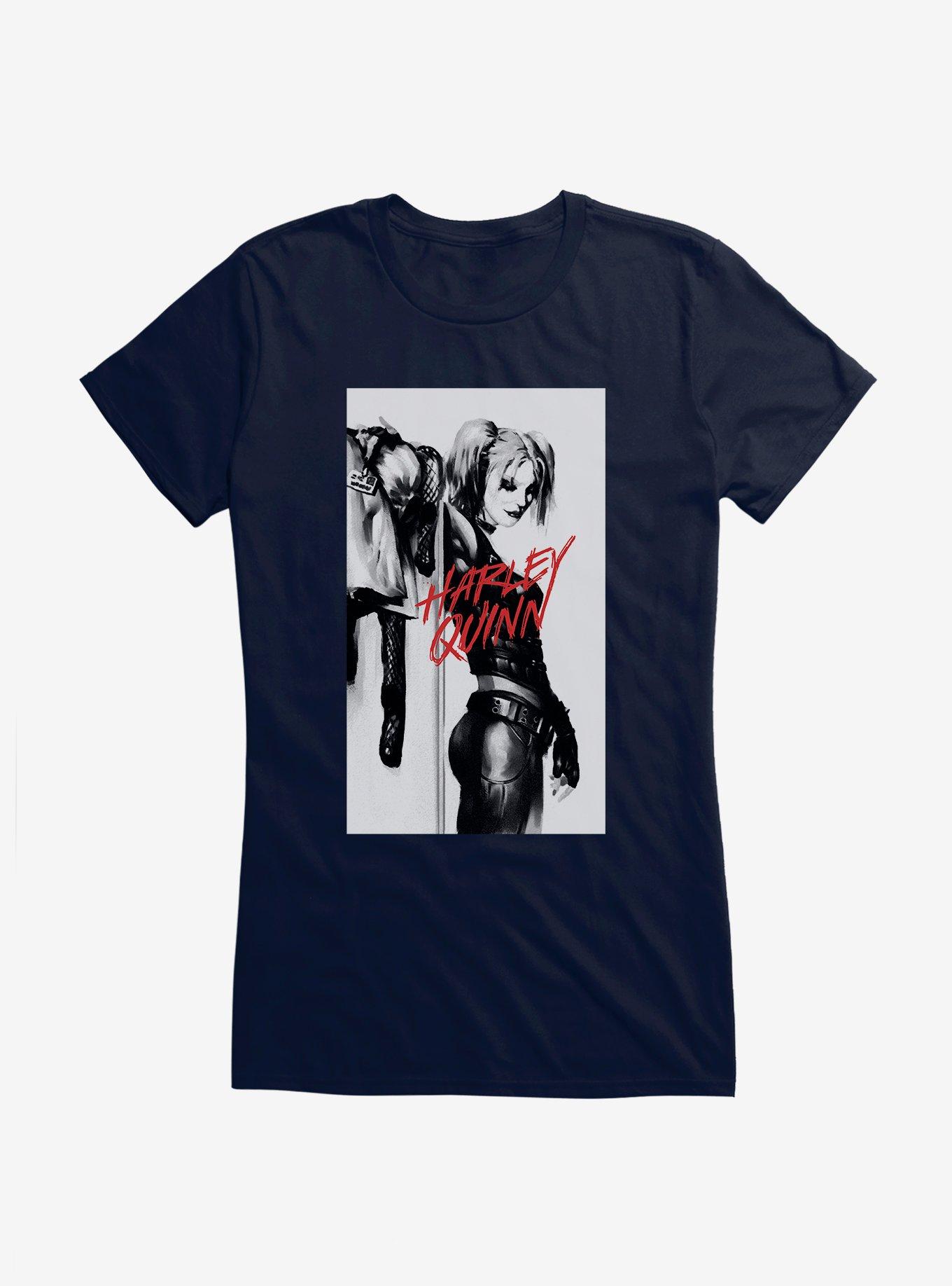 Batman Harley Quinn Black And White Portrait Girls T-Shirt