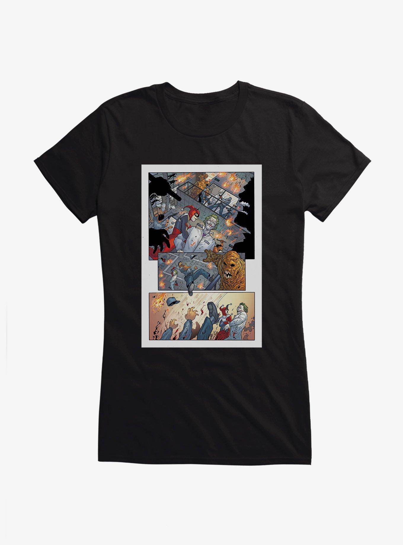 Batman Harley Quinn Take Over Comic Strip Girls T-Shirt