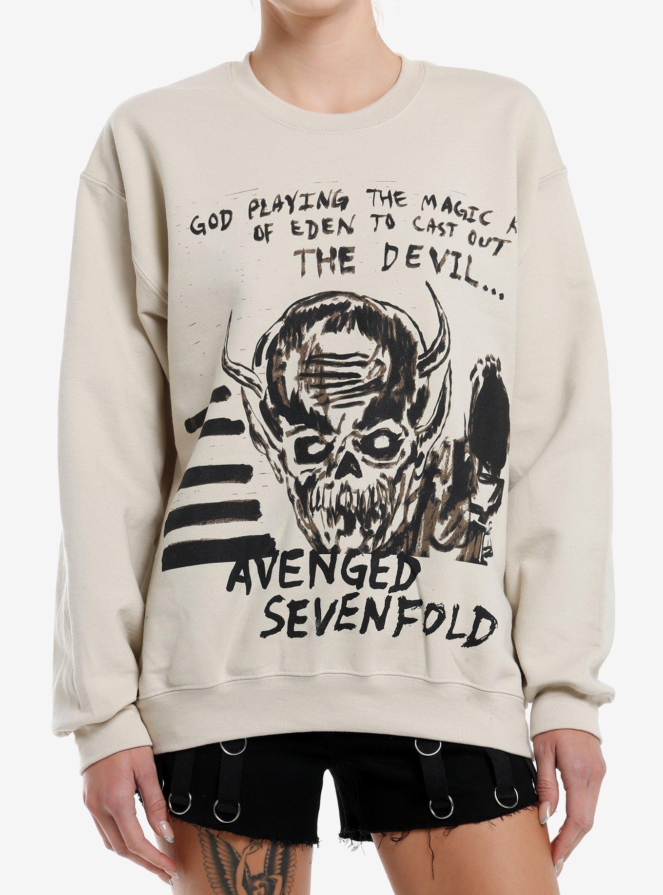 Avenged Sevenfold Devil Skull Beige Girls Sweatshirt | Hot Topic