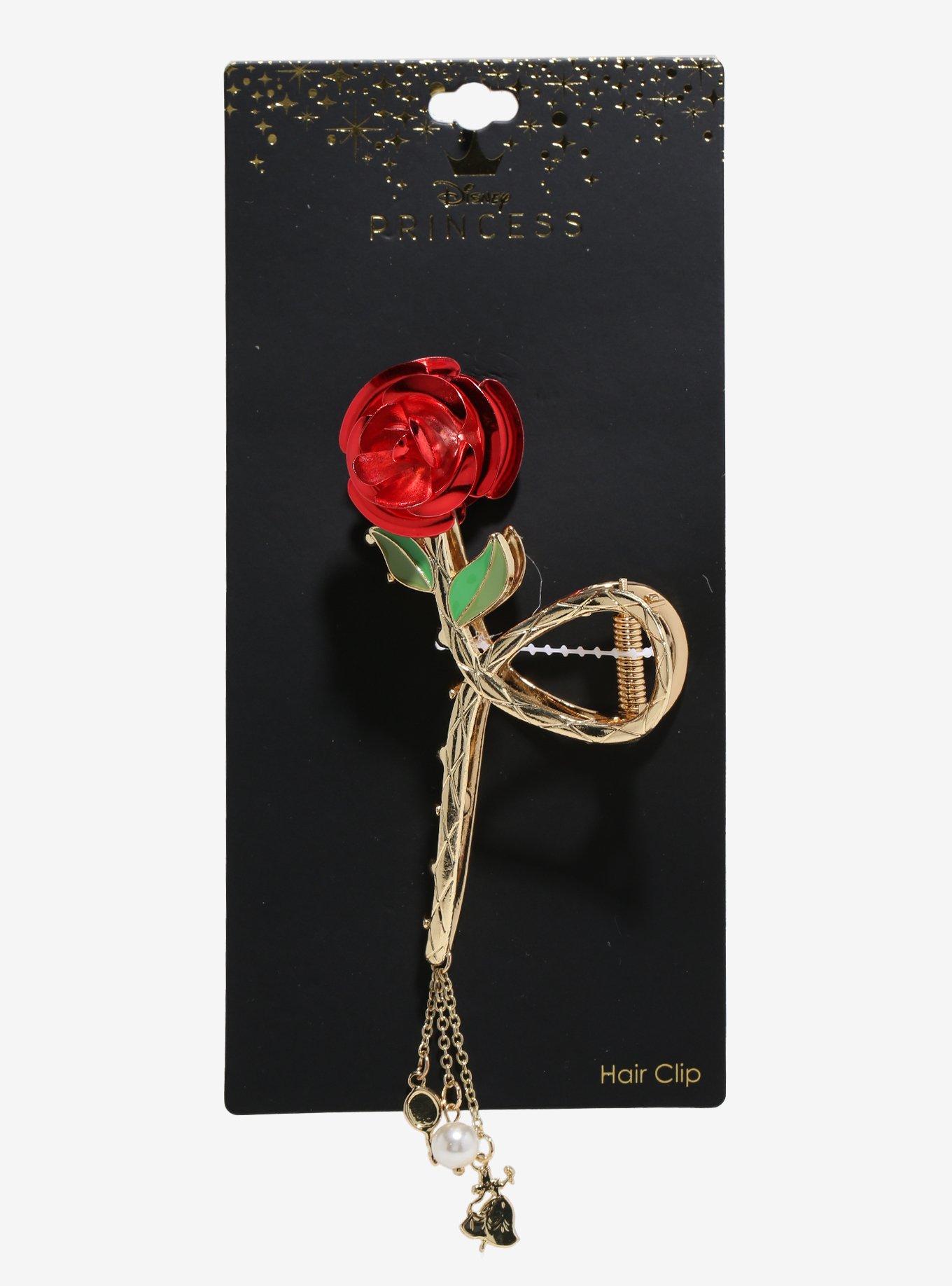 Disney Beauty And The Beast Rose Charm Claw Hair Clip, , hi-res