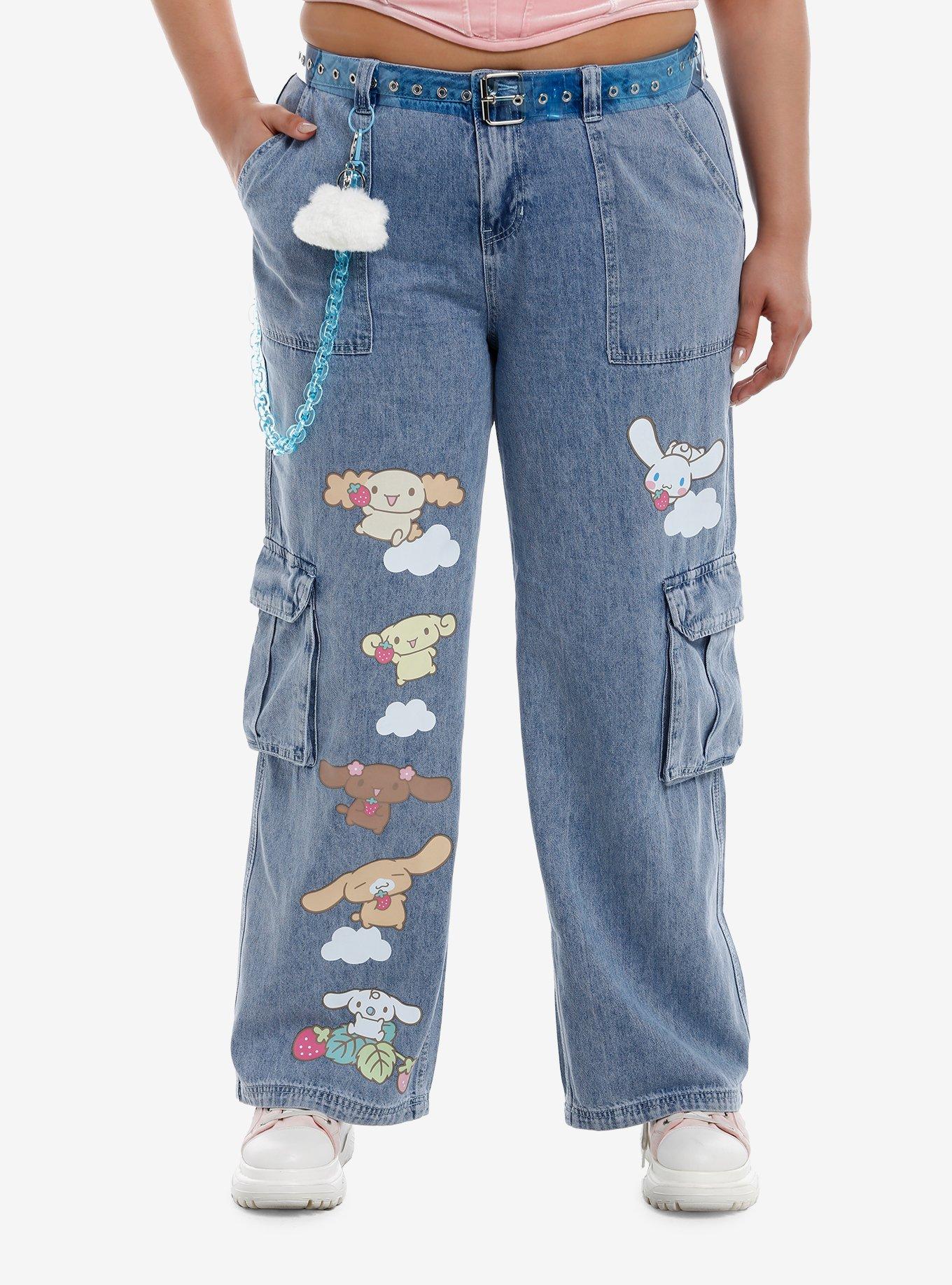 Cinnamoroll Family Cargo Wide Leg Jeans Plus Size, , hi-res