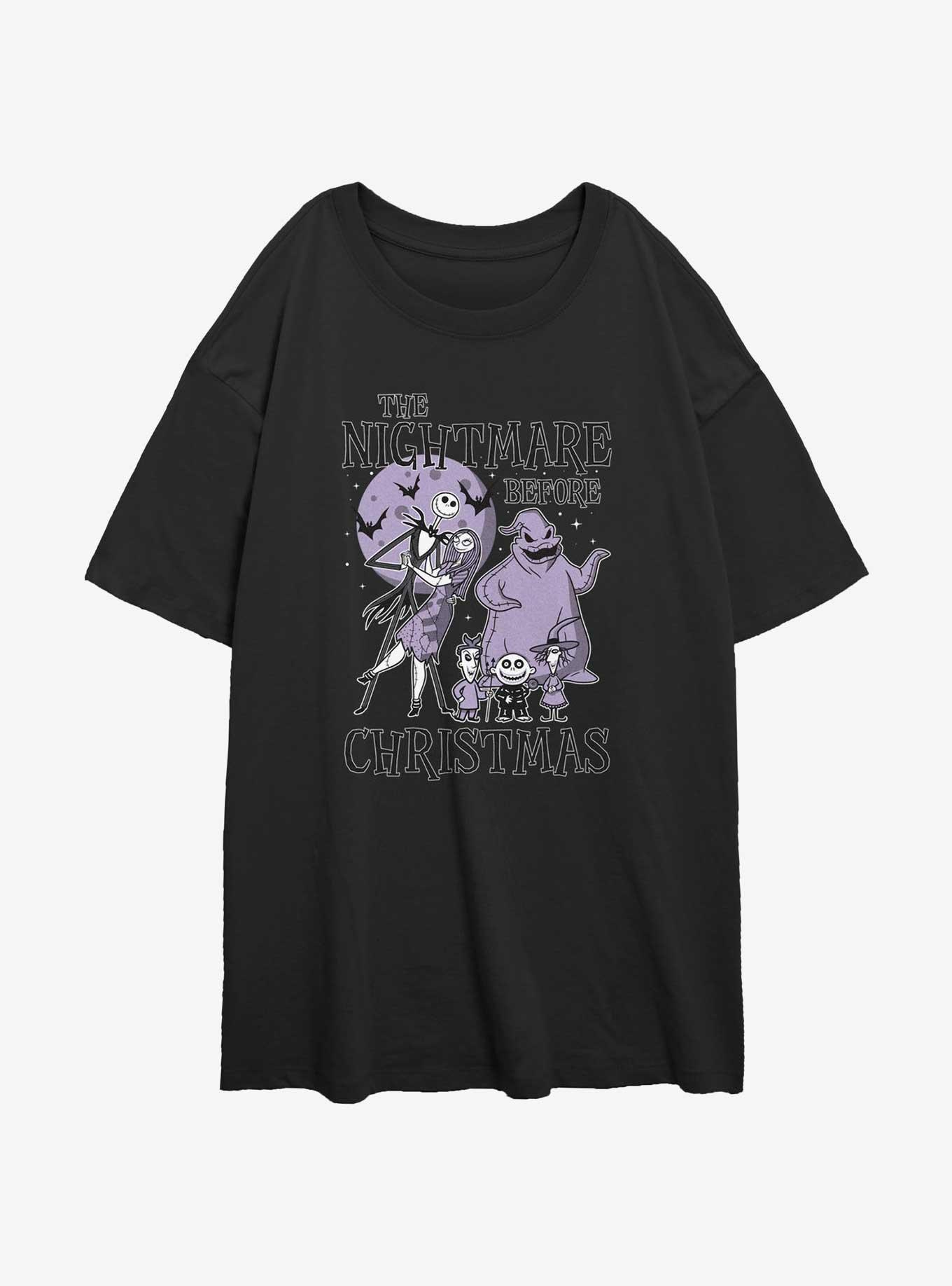 The Nightmare Before Christmas Moonlight Horror Girls Oversized T-Shirt, BLACK, hi-res