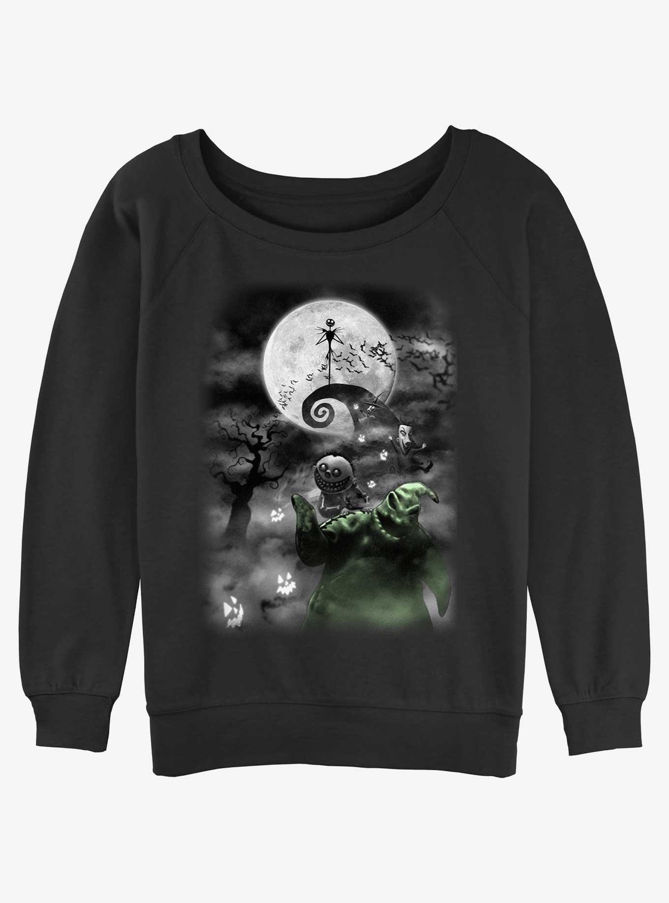 The Nightmare Before Christmas Jack Night Sky Moon Girls Slouchy Sweatshirt, , hi-res