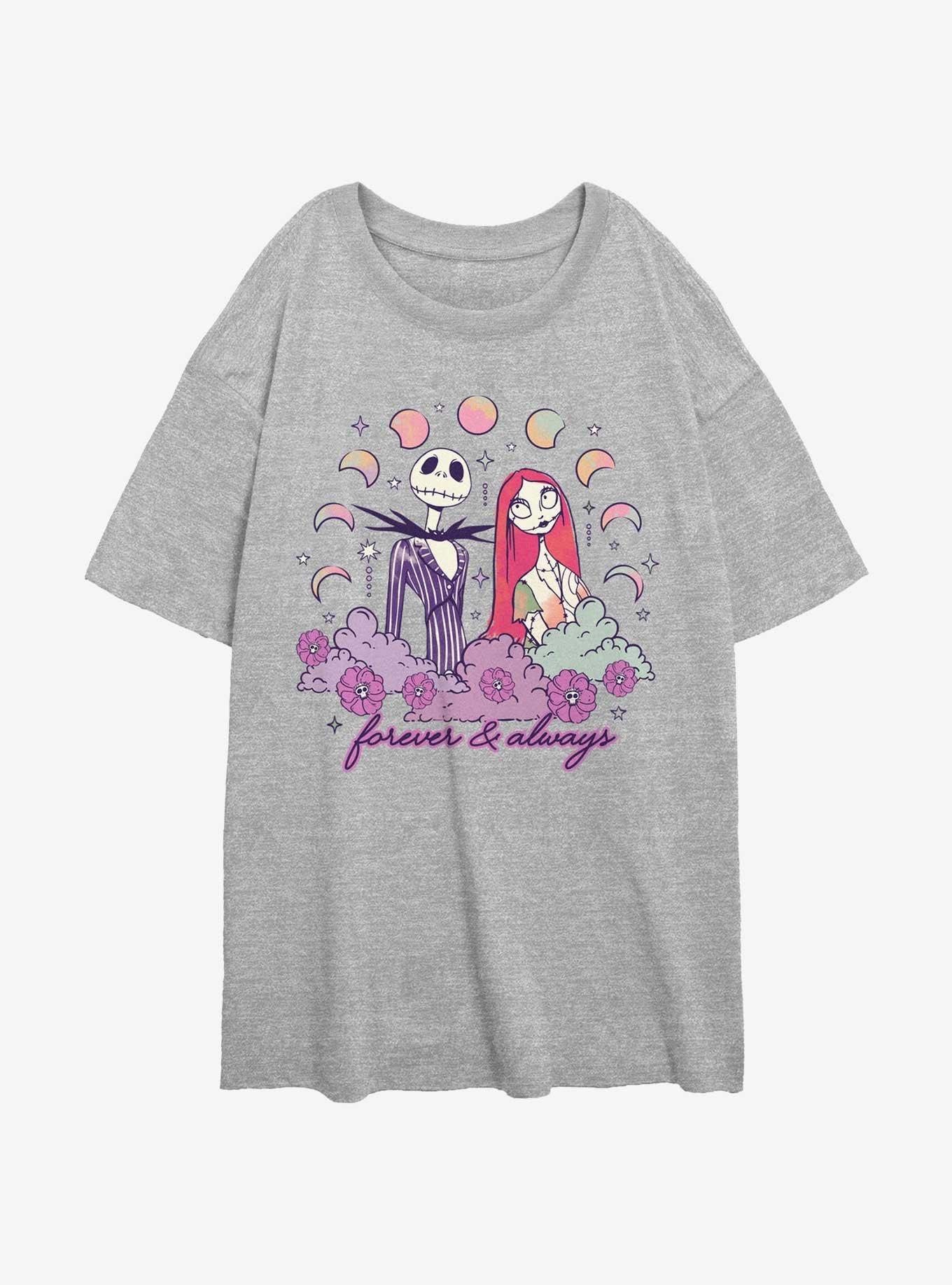 The Nightmare Before Christmas Jack & Sally Forever And Always Girls Oversized T-Shirt, ATH HTR, hi-res