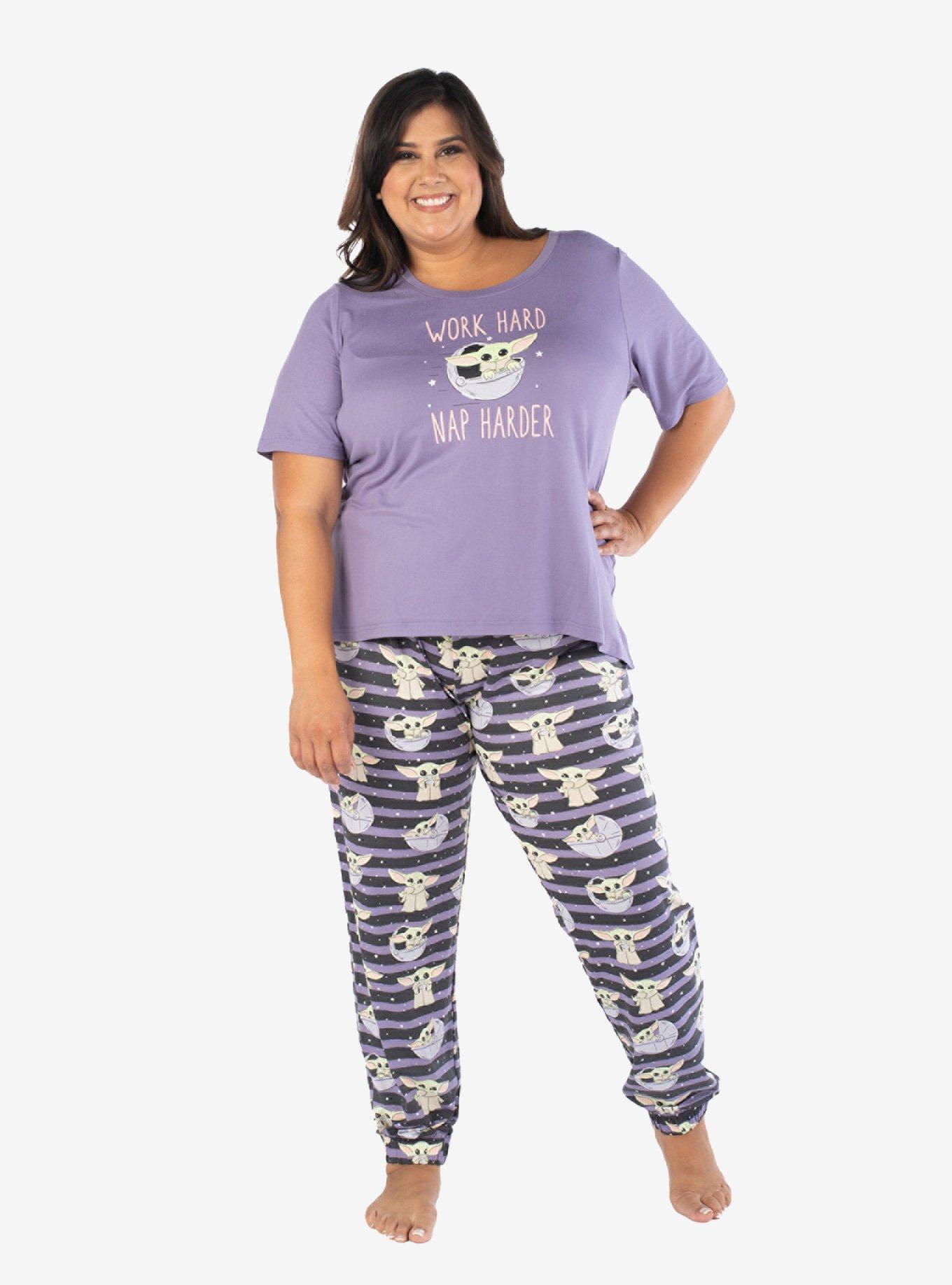 Star Wars The Mandalorian Grogu Work Hard Nap Harder Pajama Set Plus Size, , hi-res