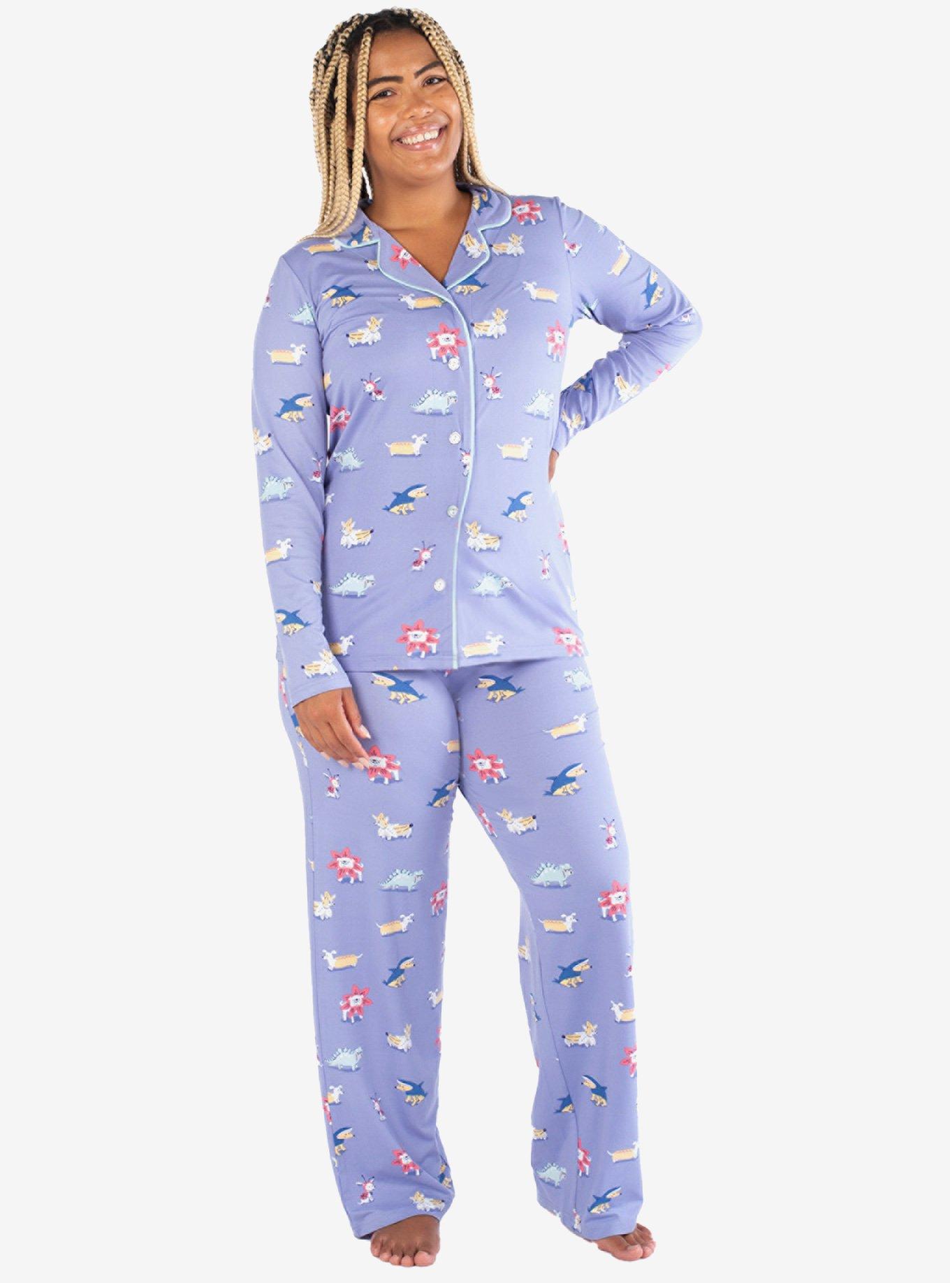 Dog Costume Notch Collar Pajama Set, PERIWINKLE, hi-res